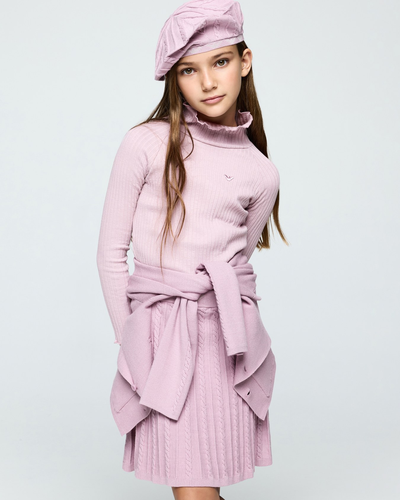 T-shirt ribbed stretch cotton with ruffled turtleneck Slide 3