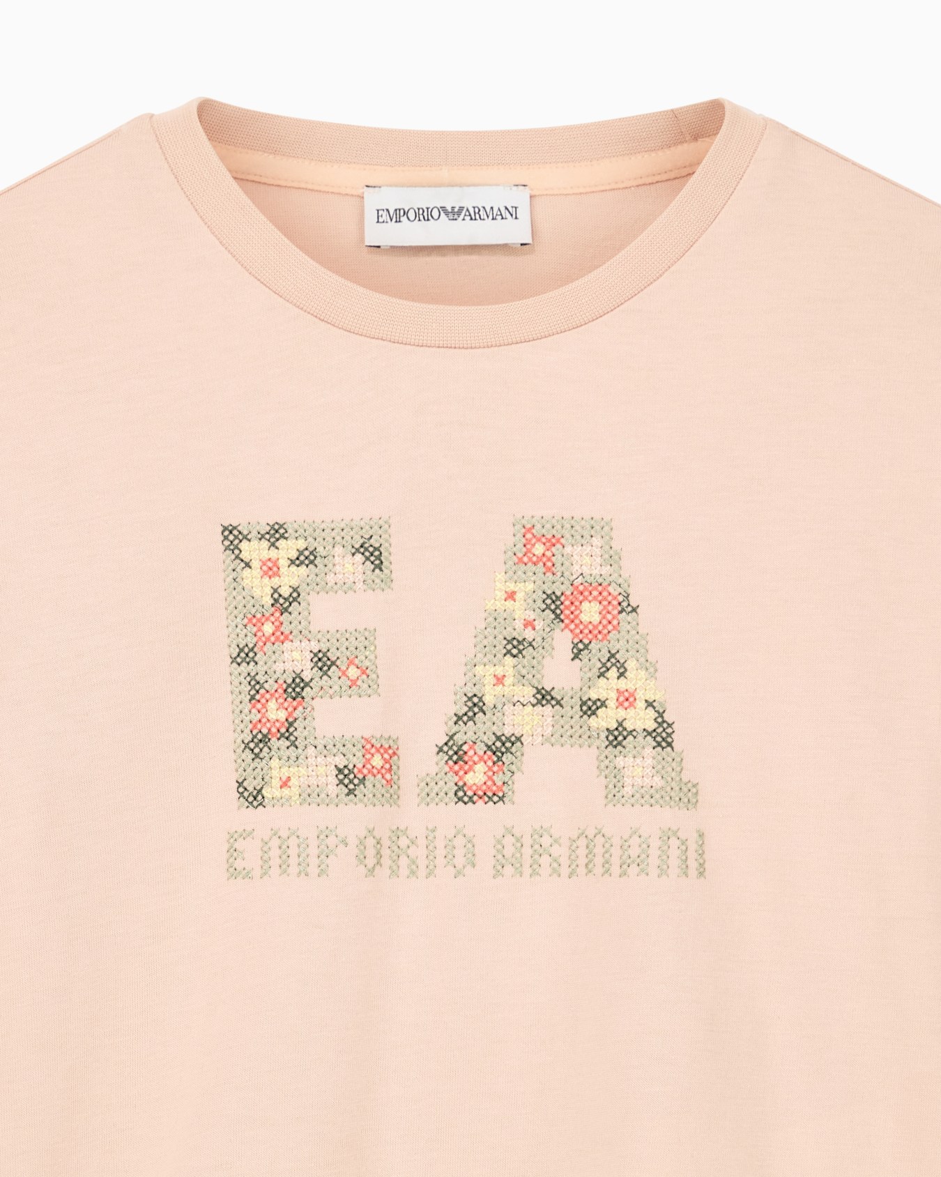 T-shirt en jersey de coton à col rond et motif floral Diapositive 1