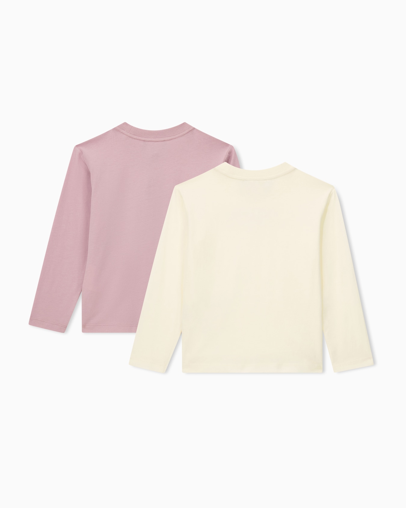 Set of two long-sleeved crew neck T-shirts in cotton jersey Slide 2