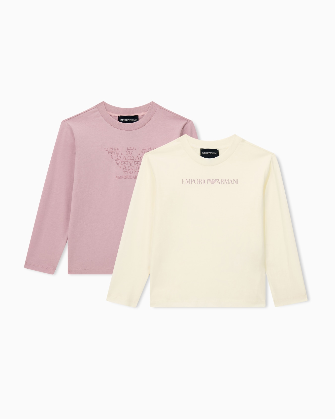 Set of two long-sleeved crew neck T-shirts in cotton jersey Slide 0