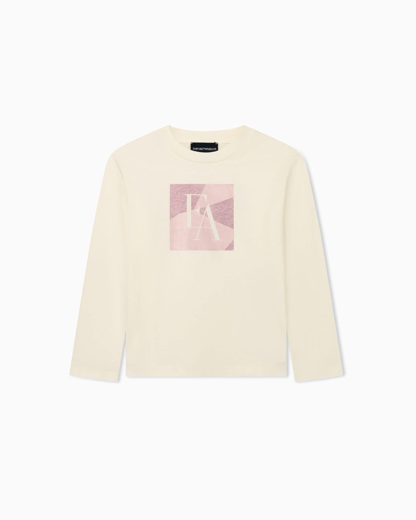 Cotton jersey crew neck T-shirt with a glittery graphic Slide 0