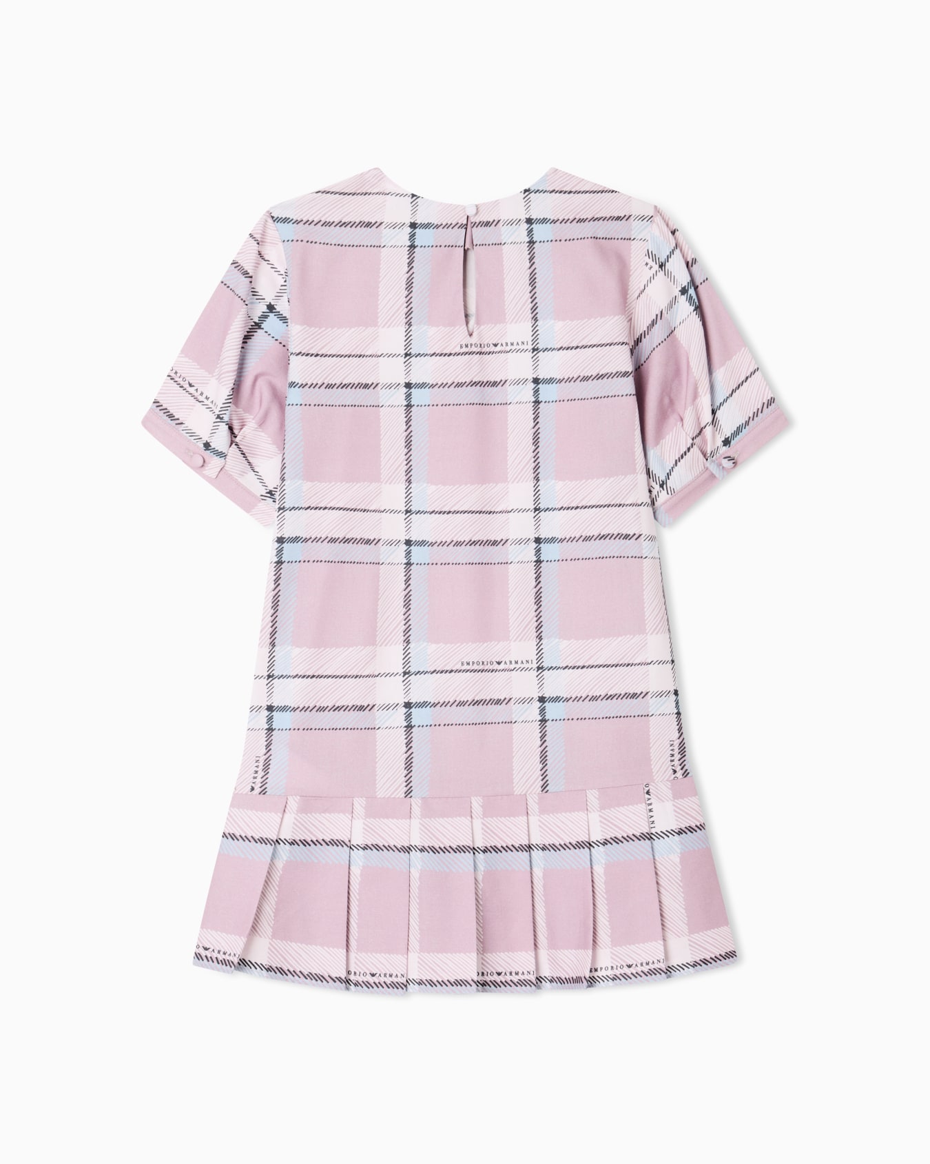 Printed plaid cotton and viscose dress with pleated hem Slide 2