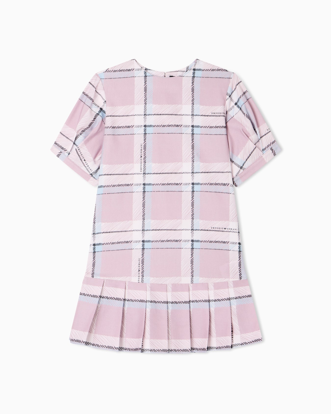 Printed plaid cotton and viscose dress with pleated hem Slide 0