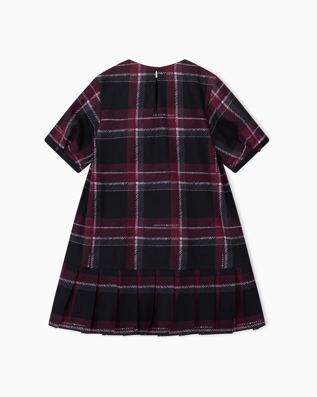 Dress in printed plaid cotton and viscose with pleated hem Slide 2