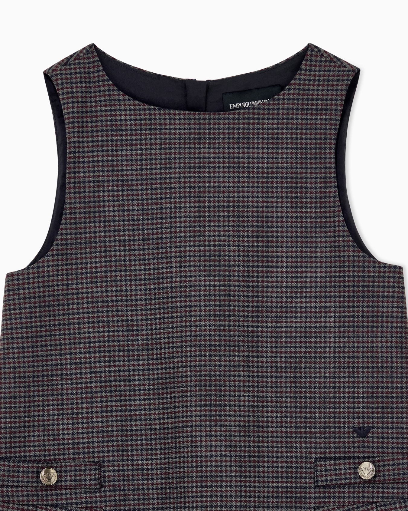Robe sans manches à carreaux en mélange de laine vierge Diapositive 1