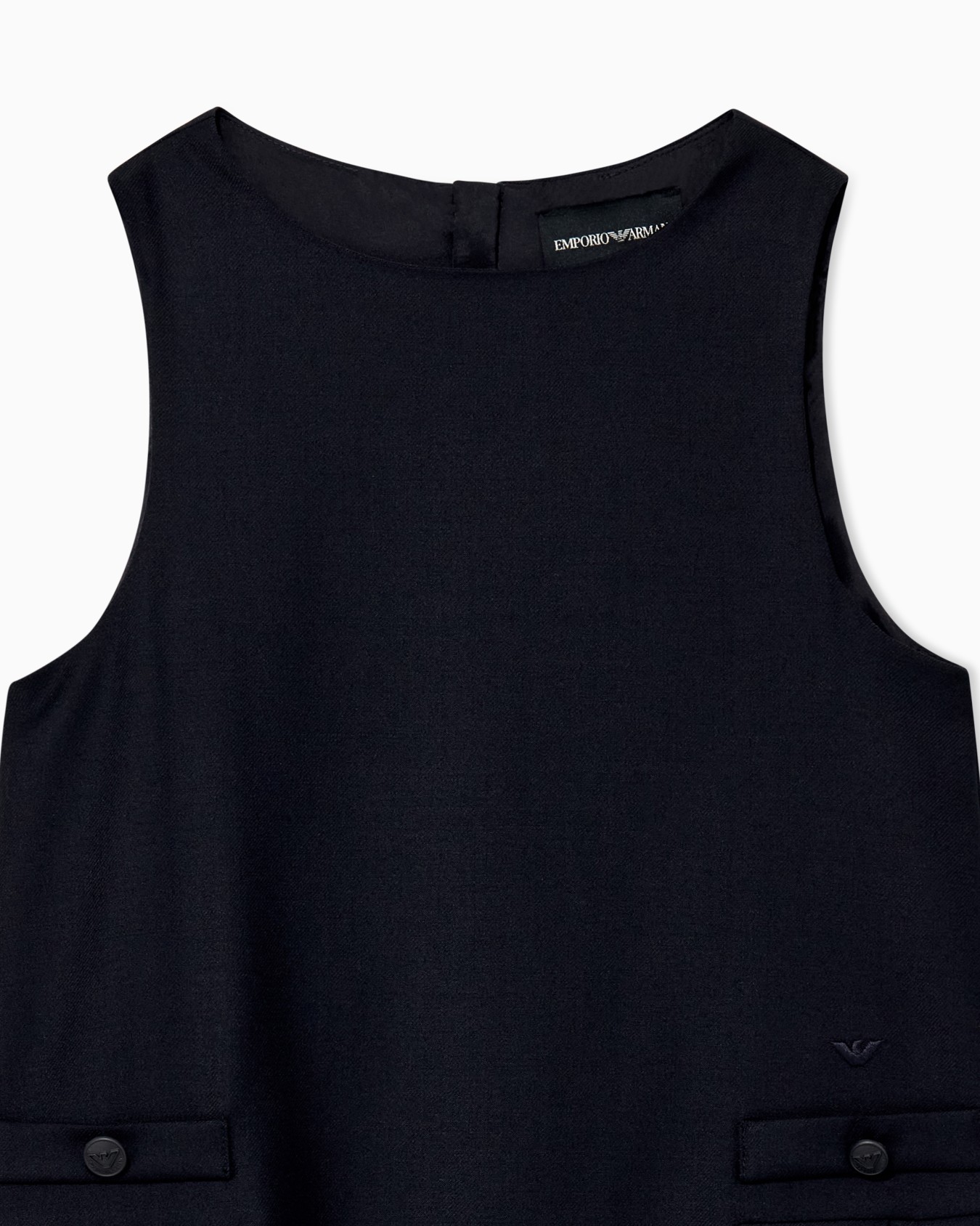 Sleeveless dress in checkered virgin wool with pleated hem Slide 1