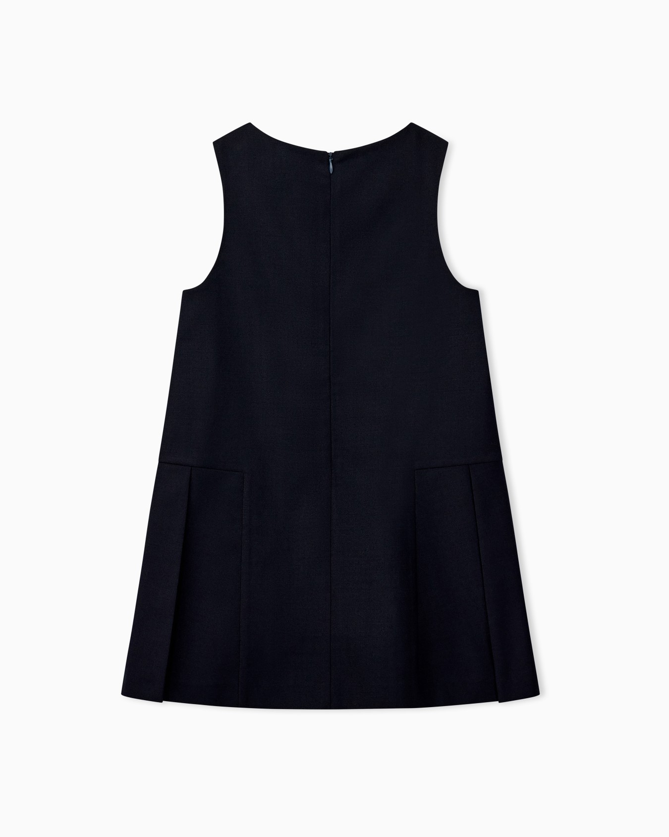 Sleeveless dress in checkered virgin wool with pleated hem Slide 2
