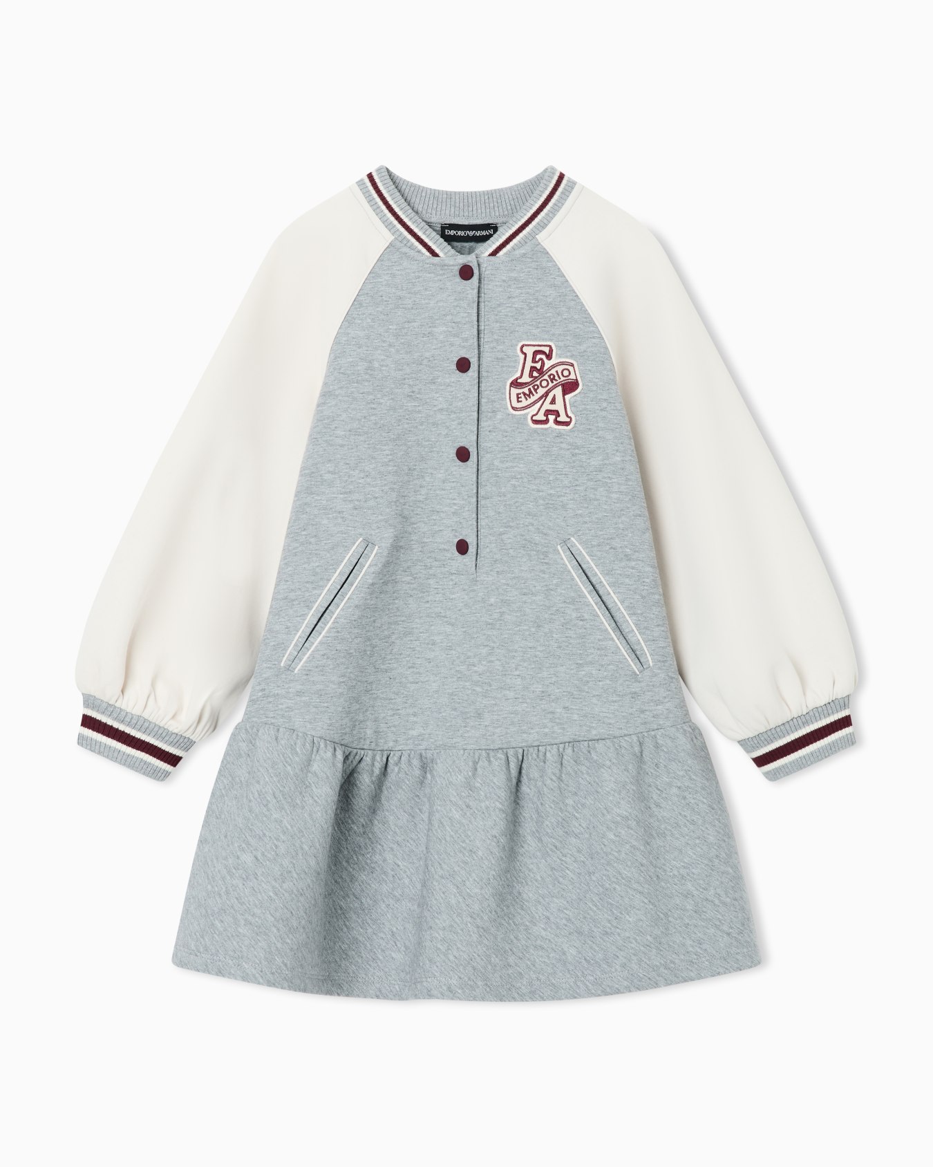 Varsity double jersey cotton dress with striped ribbed trim Slide 0