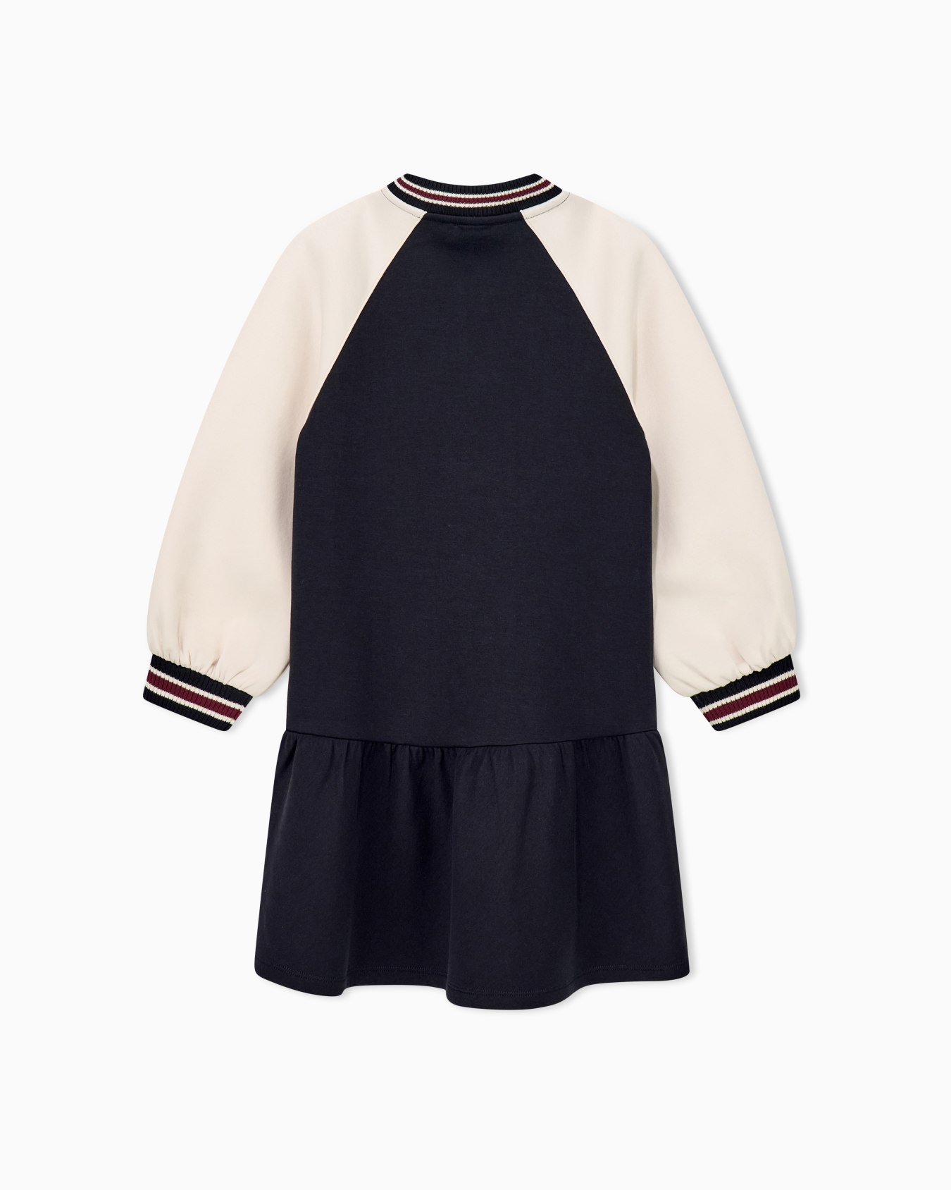Varsity double jersey cotton dress with striped ribbed trim Slide 2