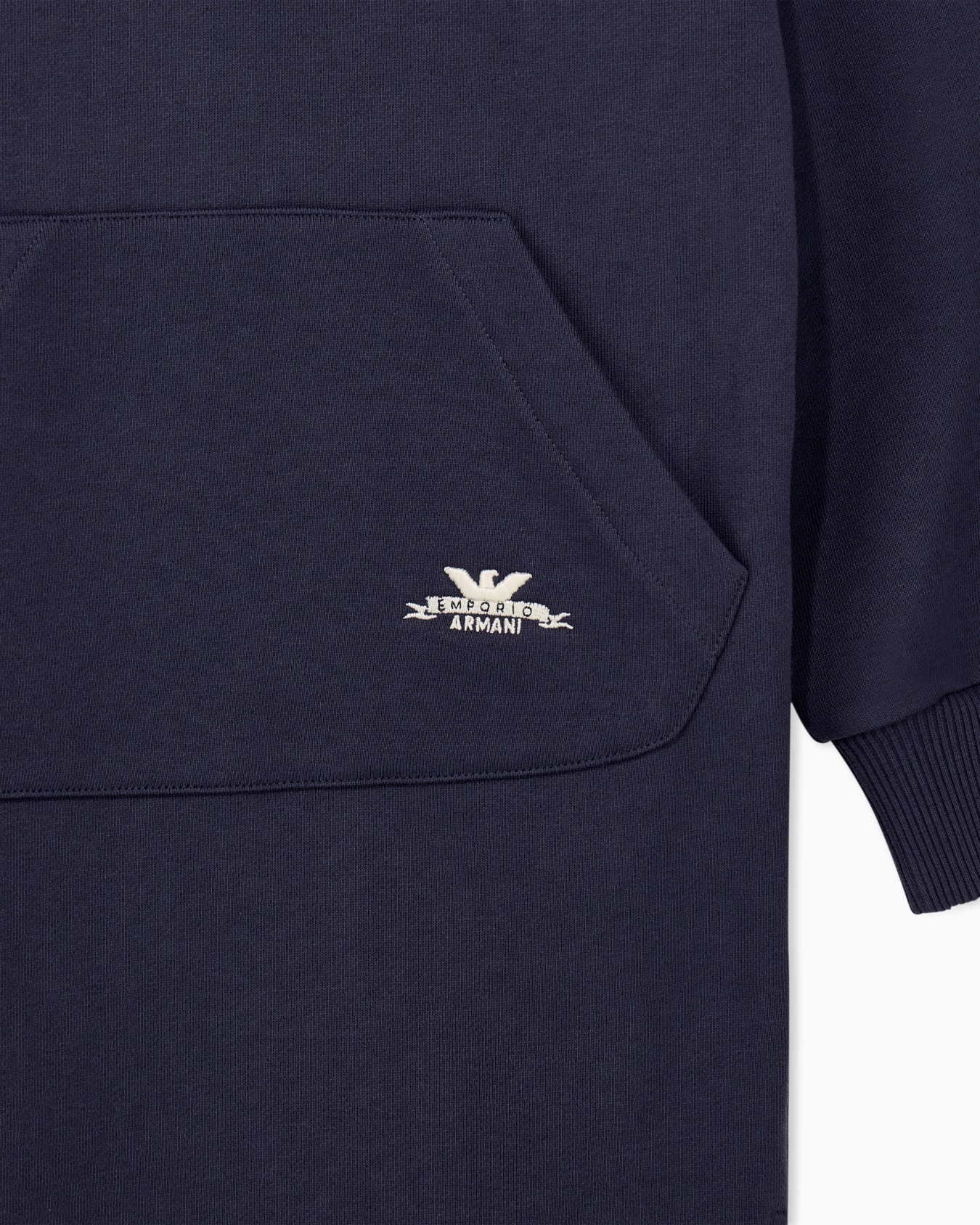 Cotton fleece polo shirt with a kangaroo pocket and logo Slide 1