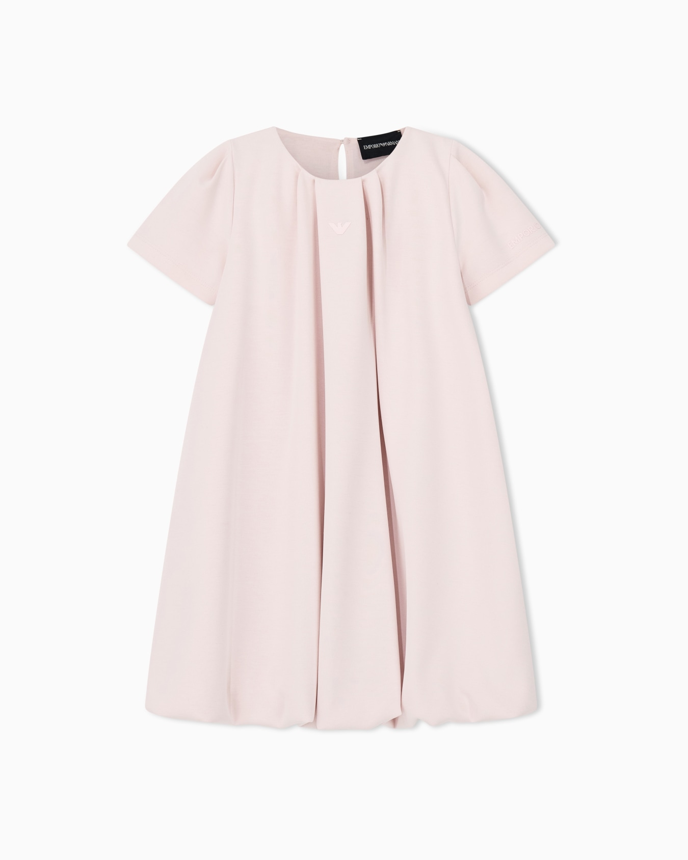 Robe en jersey à manches courtes avec col rond et plis Diapositive 0
