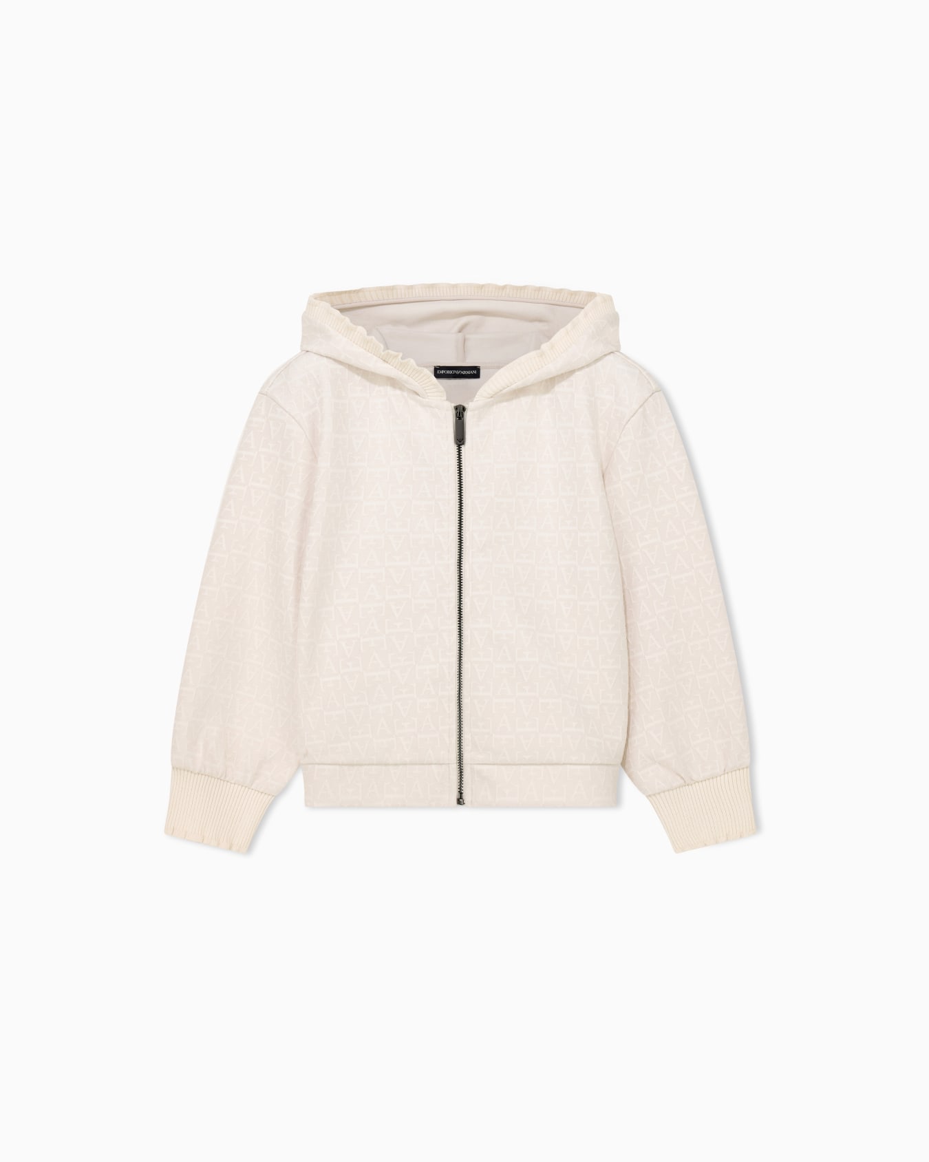 Hooded zip sweatshirt in monogram jacquard double jersey Slide 0