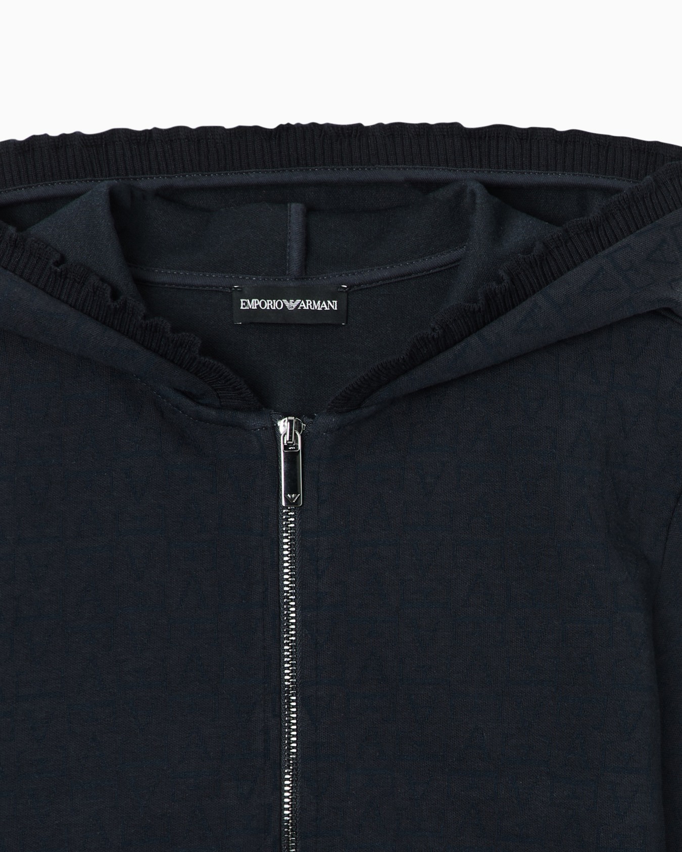 Hooded zip sweatshirt in monogram jacquard double jersey Slide 1
