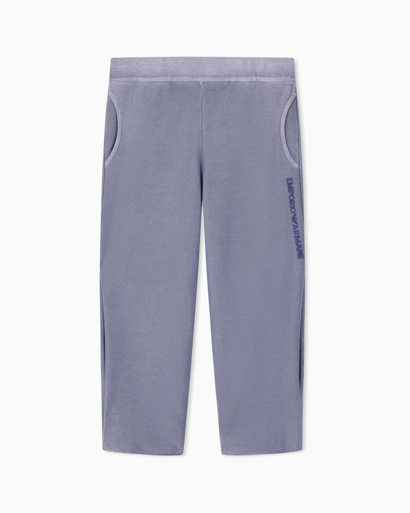 Trousers in delavé diagonal cotton jersey with side logo Slide 0