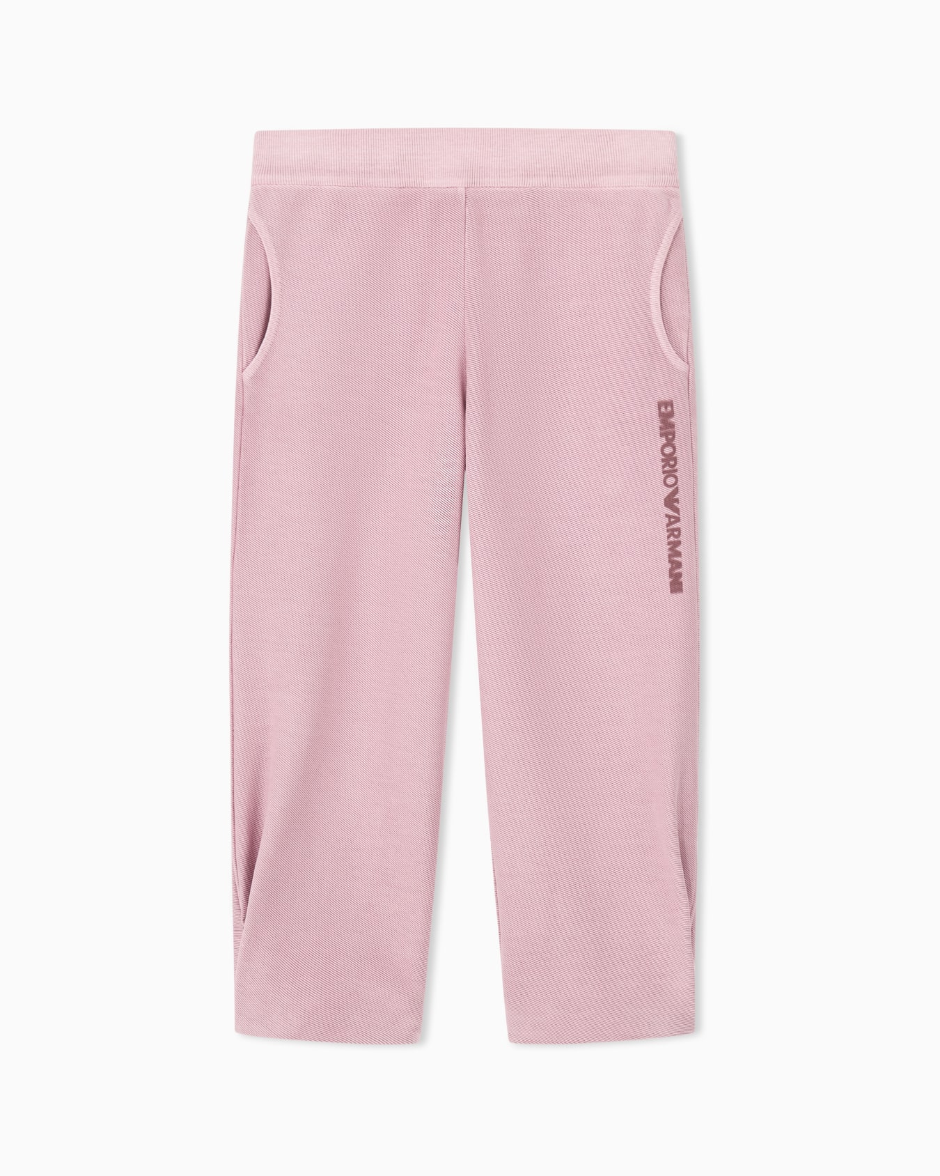 Trousers in delavé diagonal cotton jersey with side logo Slide 0