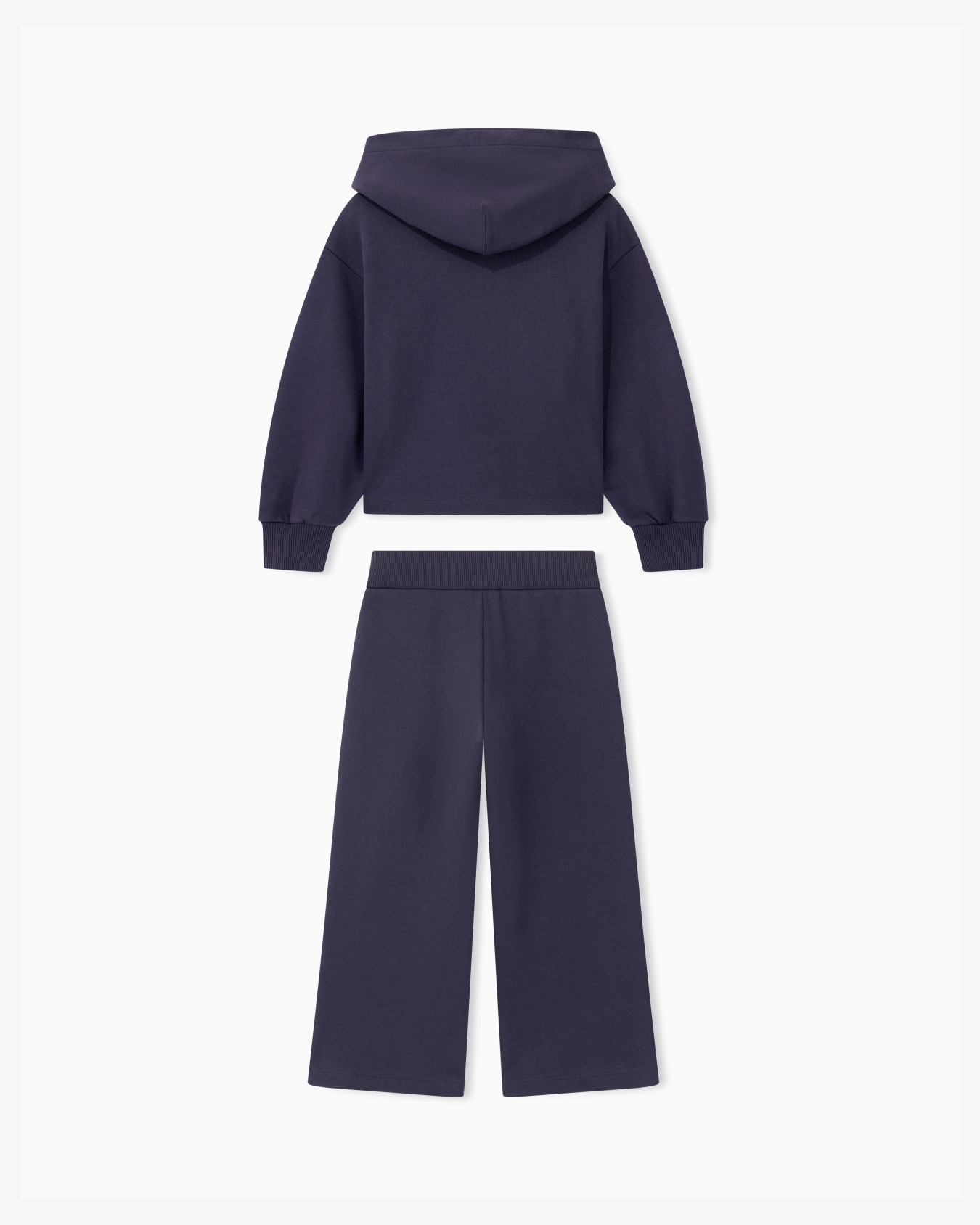 Cotton fleece tracksuit with a hoodie and wide-leg pants Slide 2