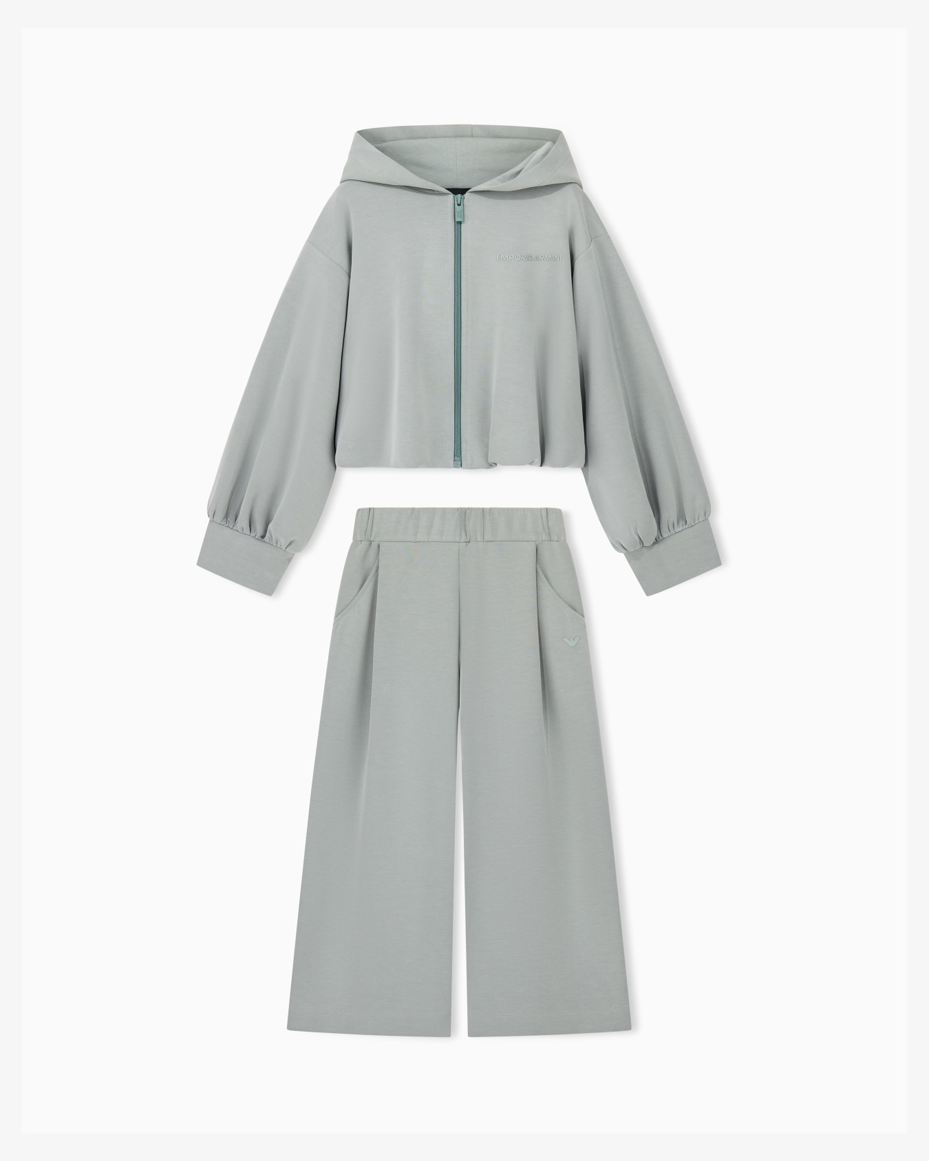 Jersey tracksuit with a full zip hoodie and wide-leg pants Slide 0