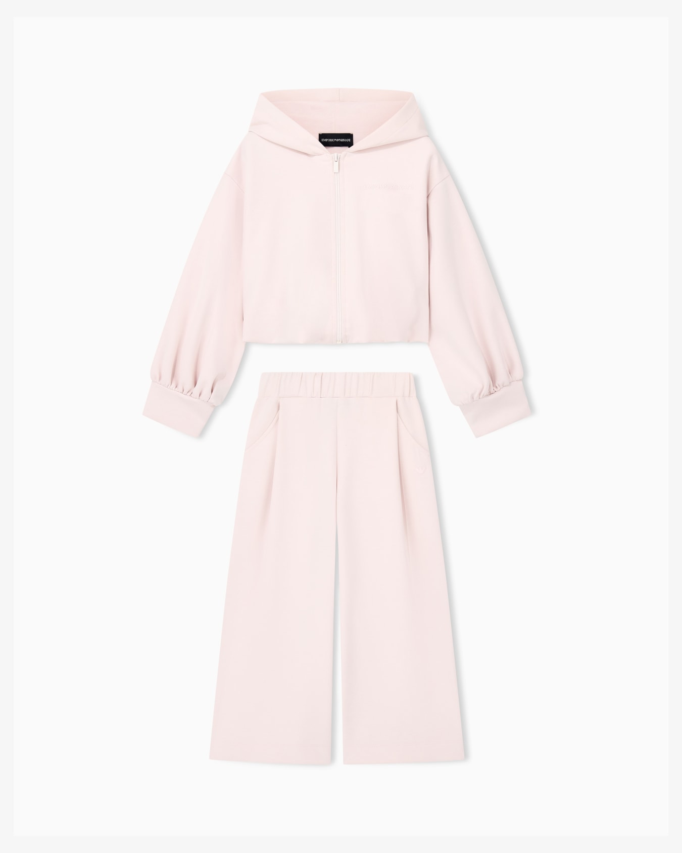 Jersey tracksuit with a full zip hoodie and wide-leg pants Slide 0
