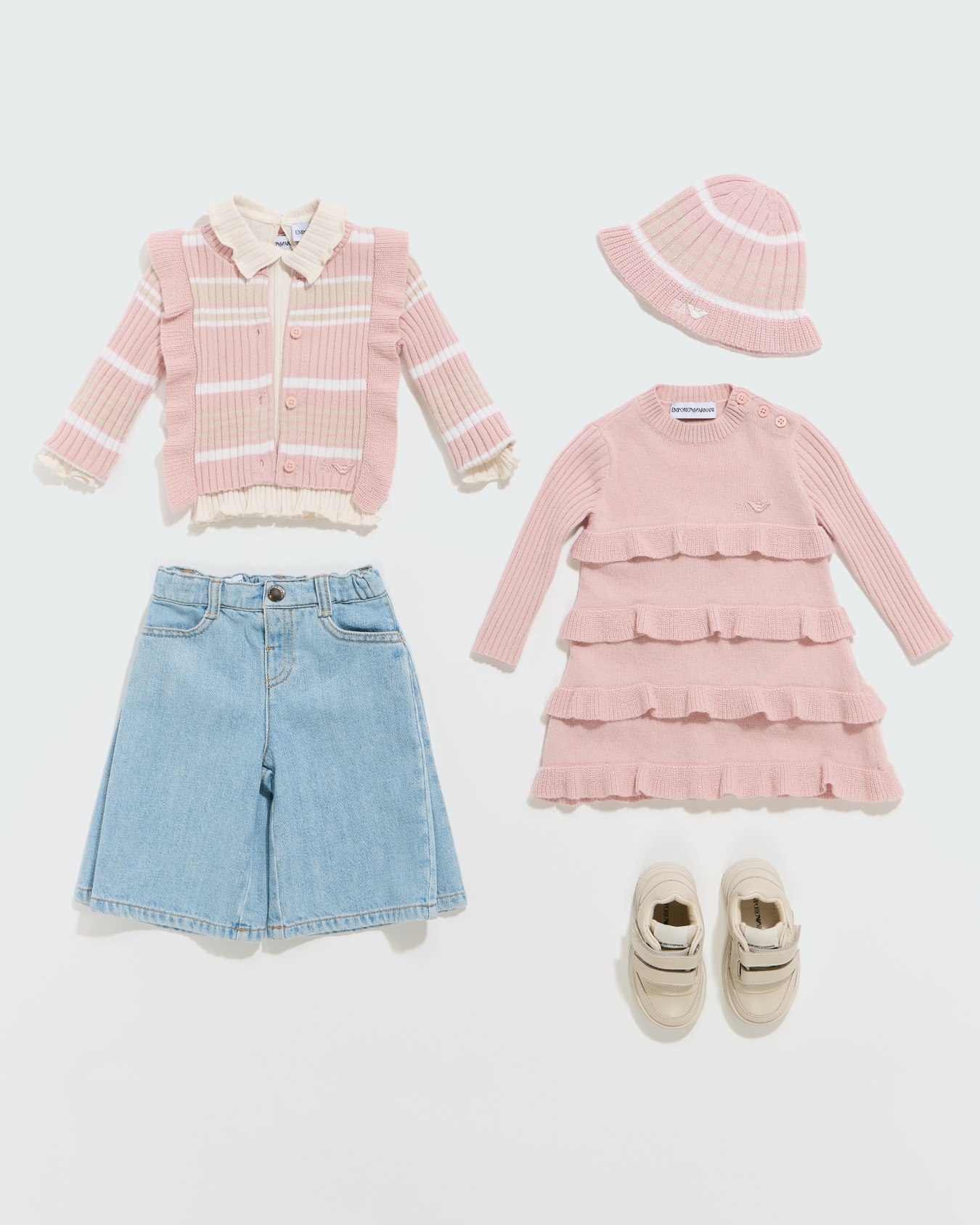 T-shirt in ribbed cotton with long sleeve and ruffled collar Slide 3
