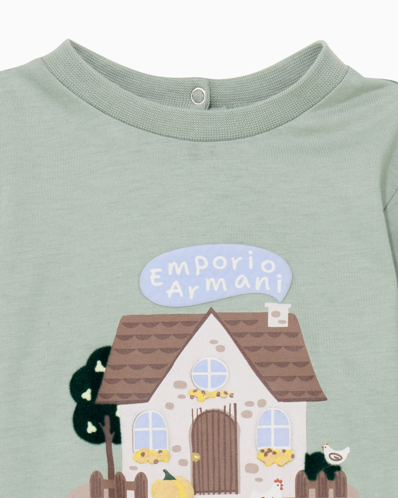 Long-sleeve cotton jersey T-shirt with a house illustration Slide 1