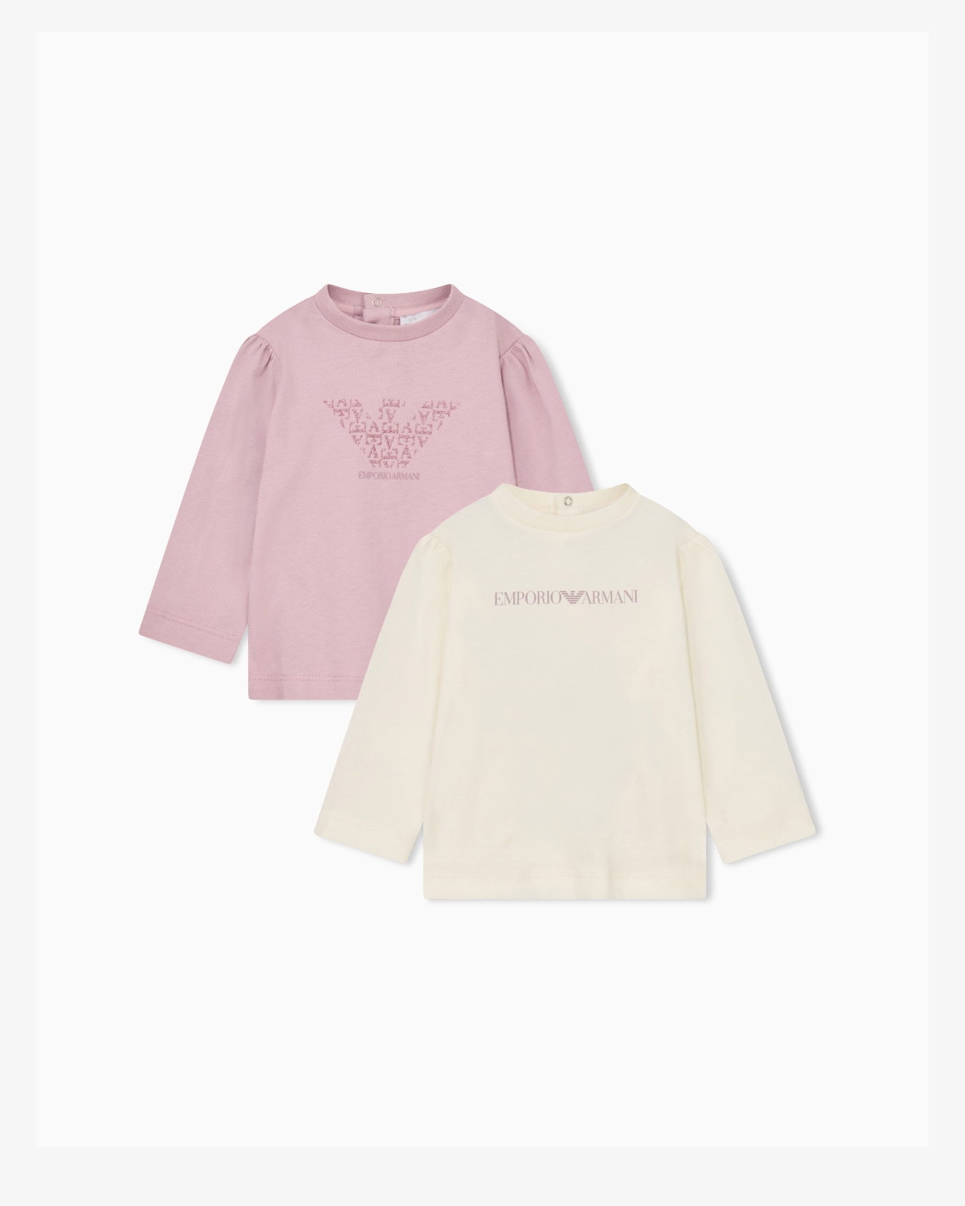 Long-sleeve cotton jersey T-shirt set with back buttons Slide 0