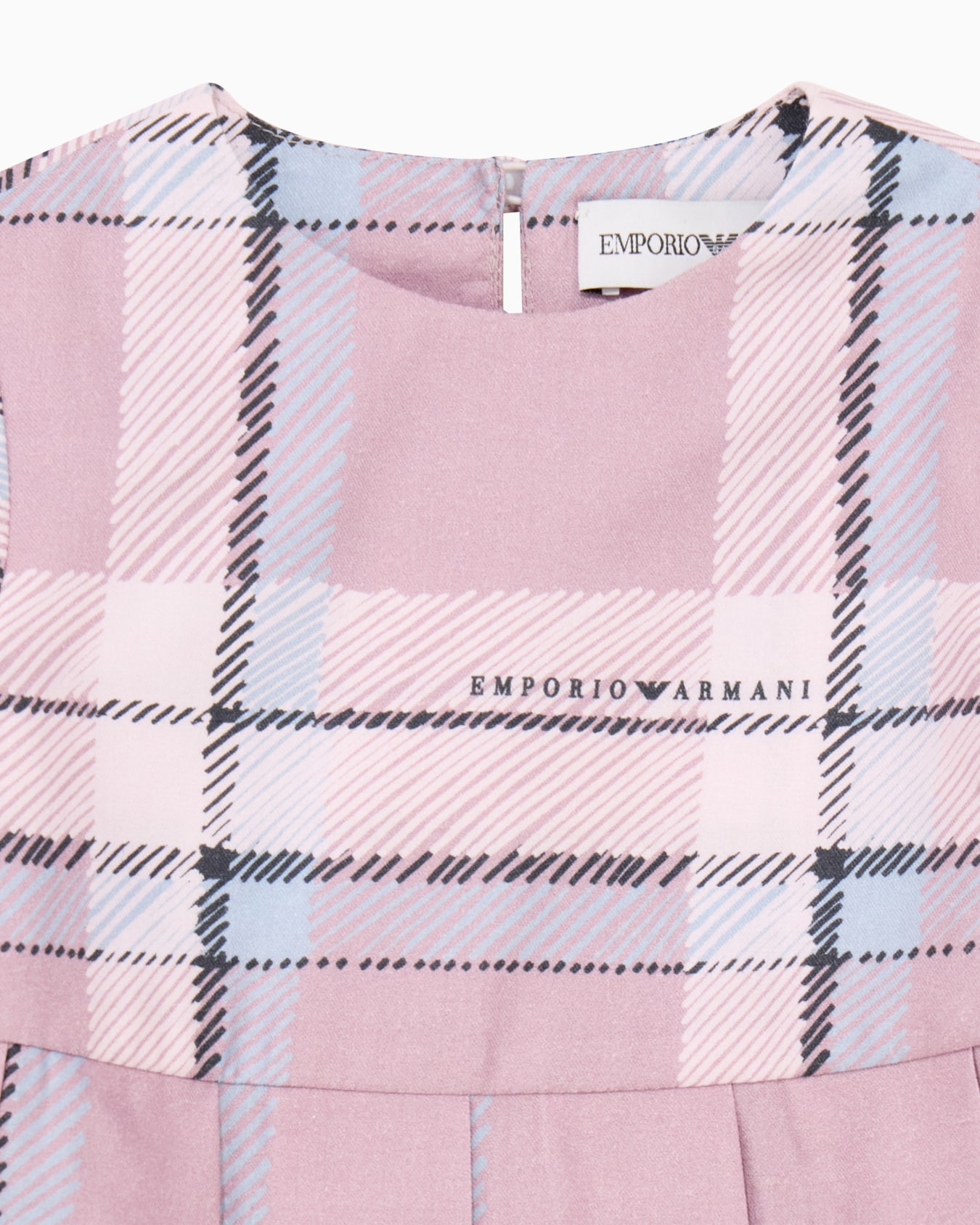 Dress in plaid cotton and viscose with puff sleeves Slide 1