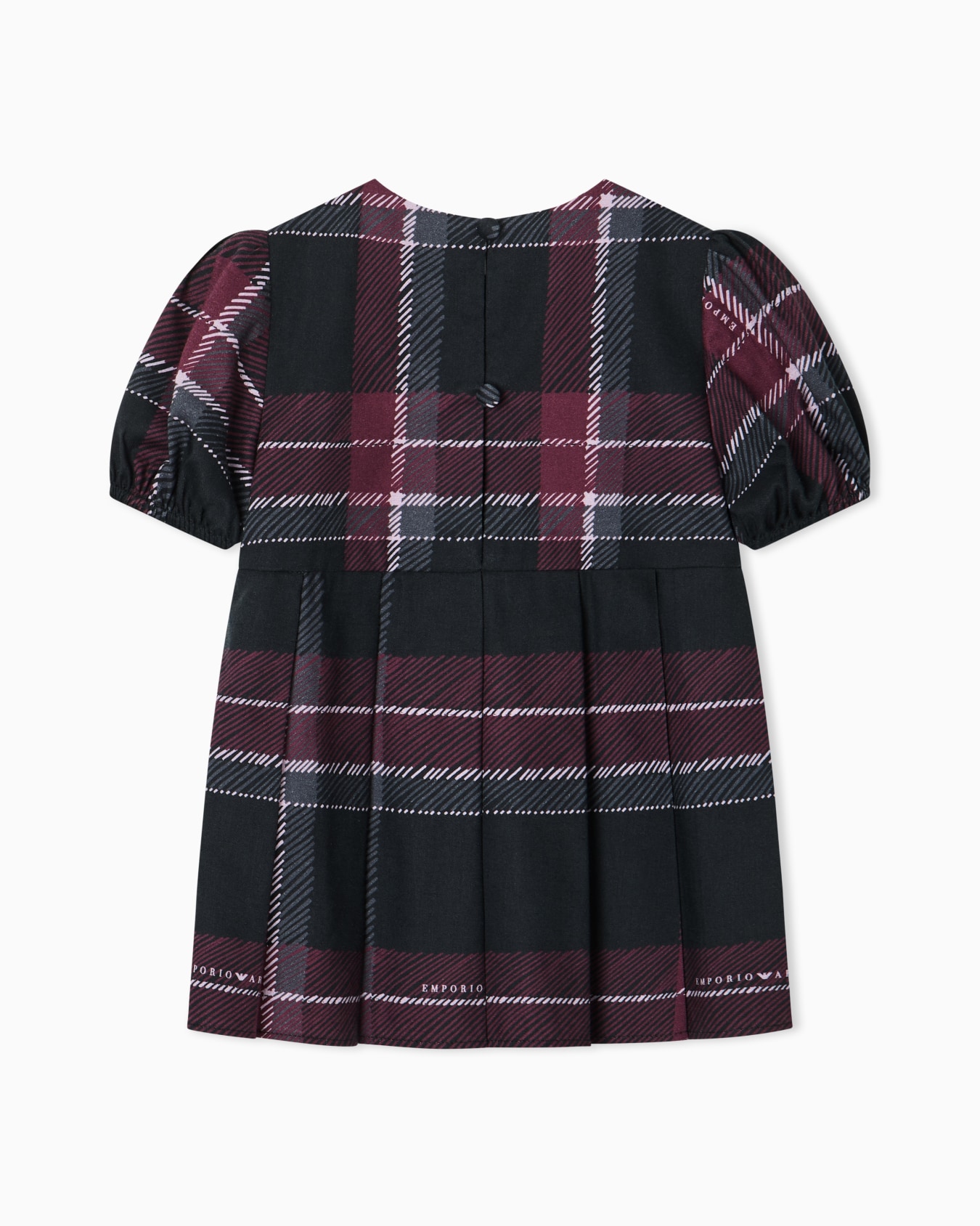 Dress in plaid cotton and viscose with puff sleeves Slide 2