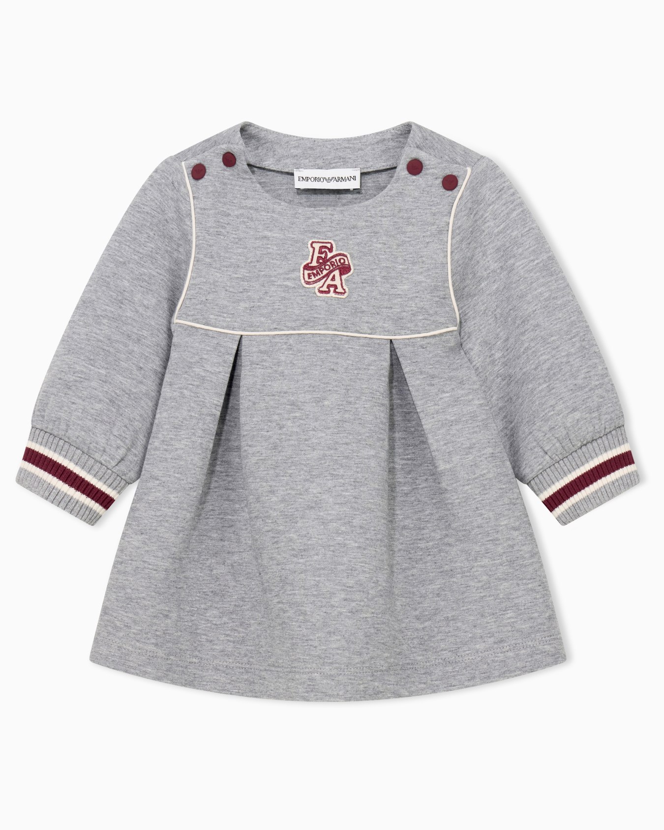 Cotton double jersey dress with pleats and embroidered logo Slide 0