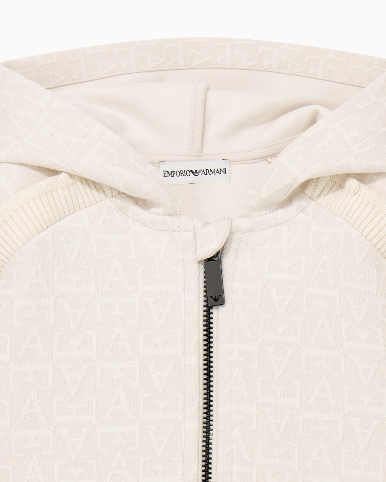 Jacquard jersey zip hoodie with a monogram and ruffles 슬라이드 1