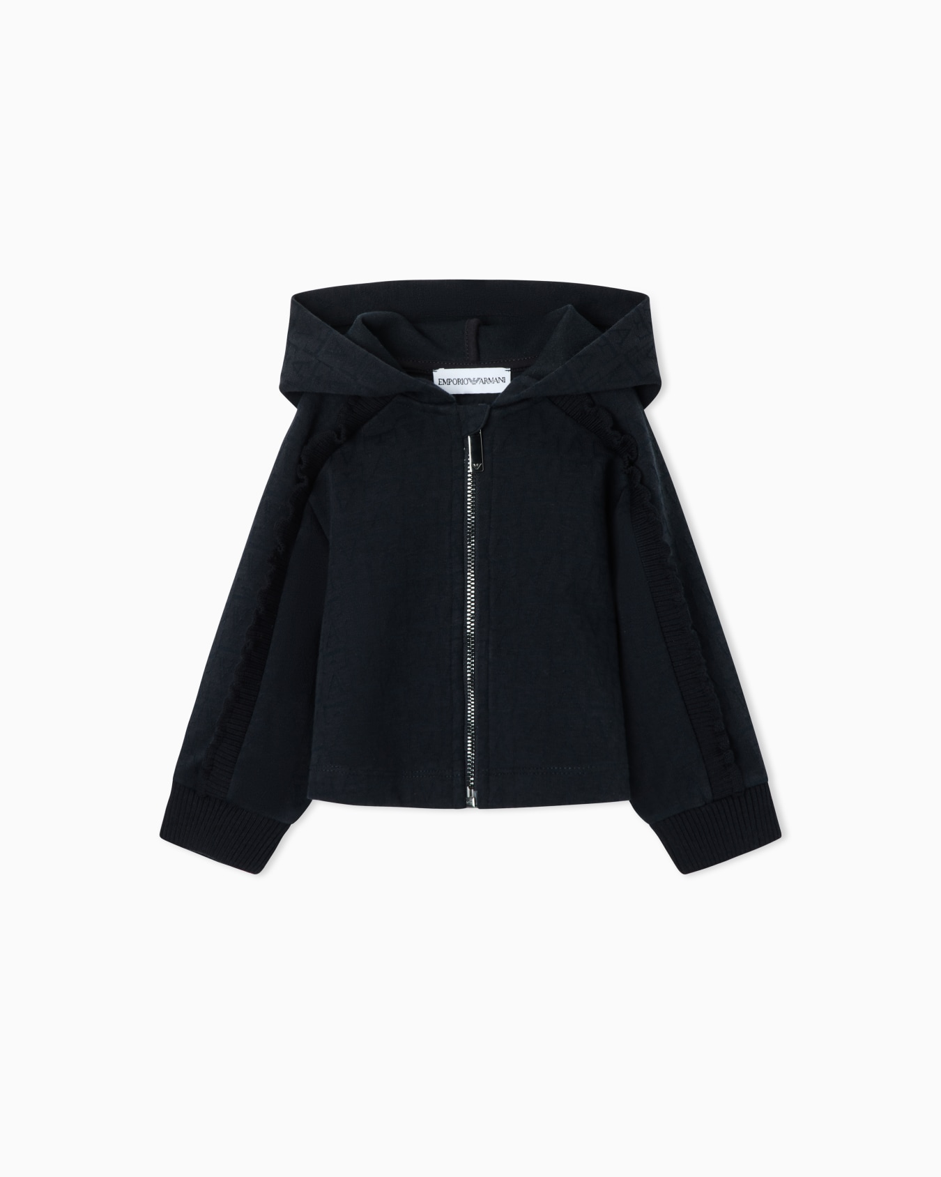 Kapuzenjacke aus Jacquard-Jersey mit Rüschen an den Ärmeln Folie 0