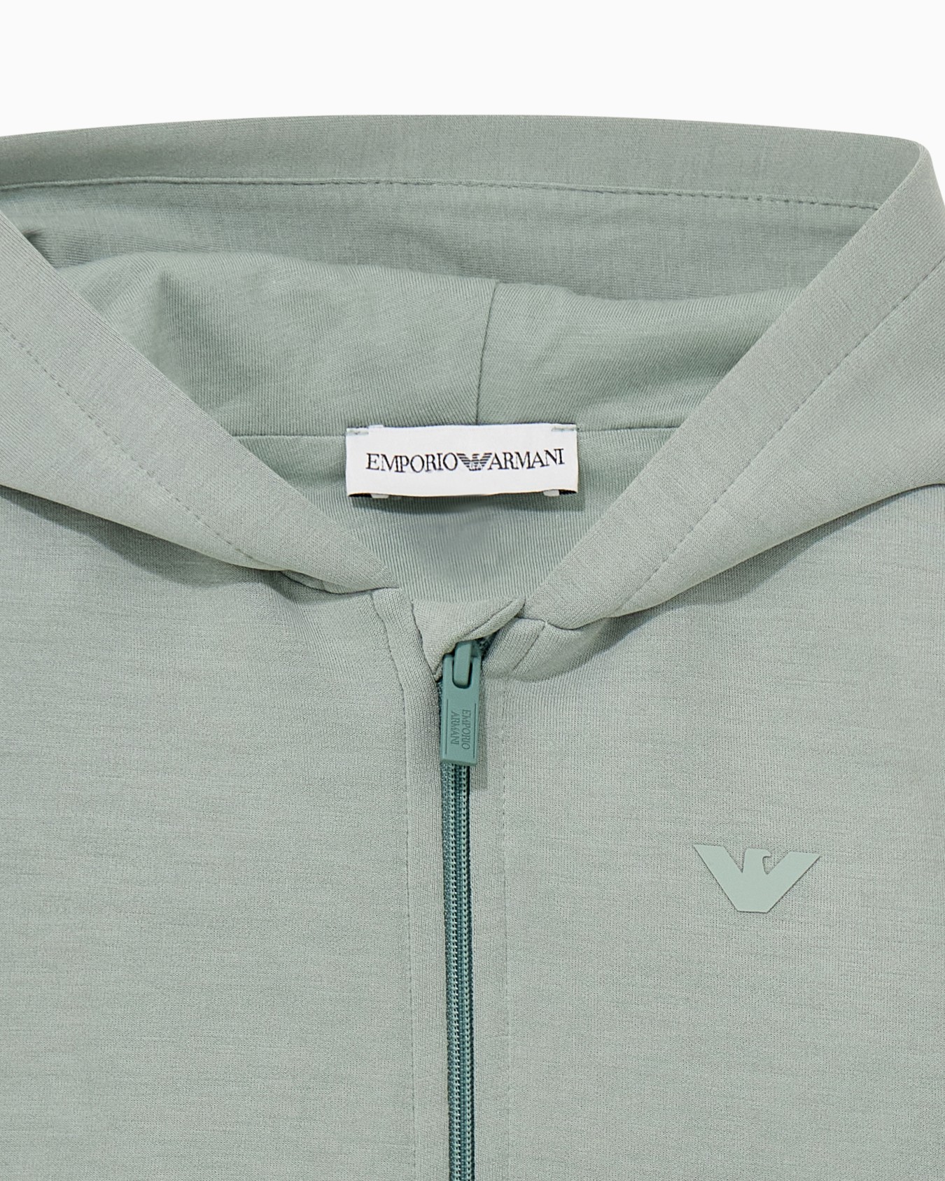 Children's full zip jersey hoodie with an embossed logo Slide 1