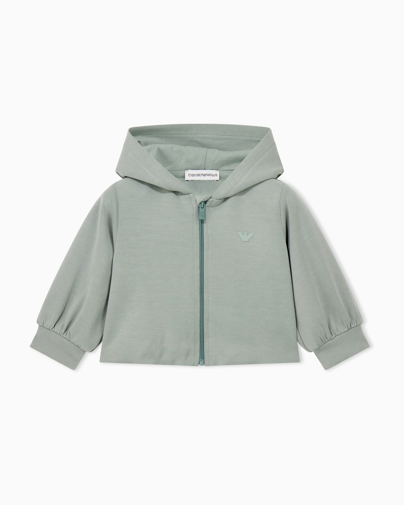 Children's full zip jersey hoodie with an embossed logo Slide 0
