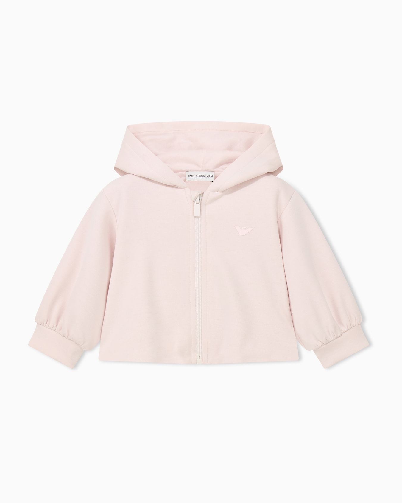 Children's full zip jersey hoodie with an embossed logo Slide 0
