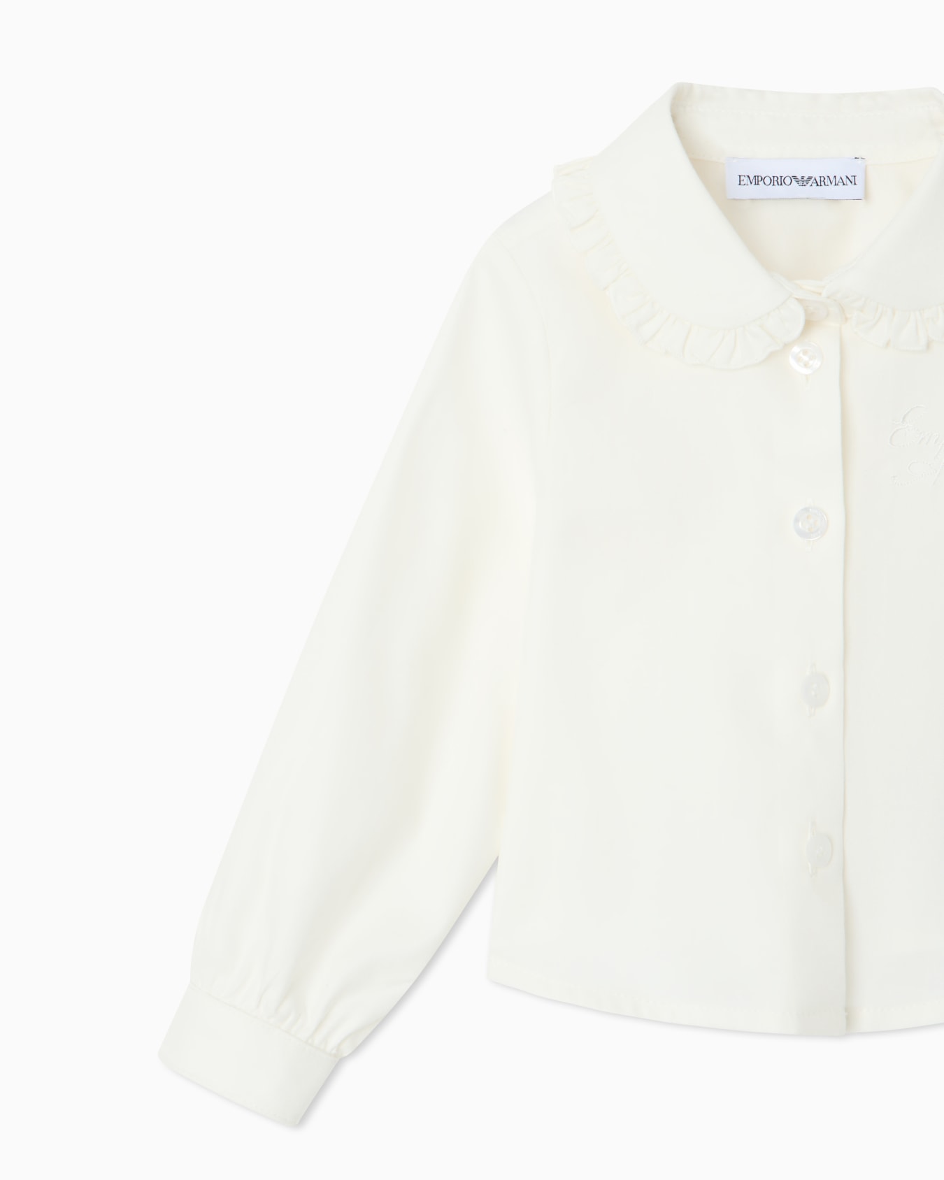 Poplin shirt featuring a ruffled collar and long sleeves Slide 1
