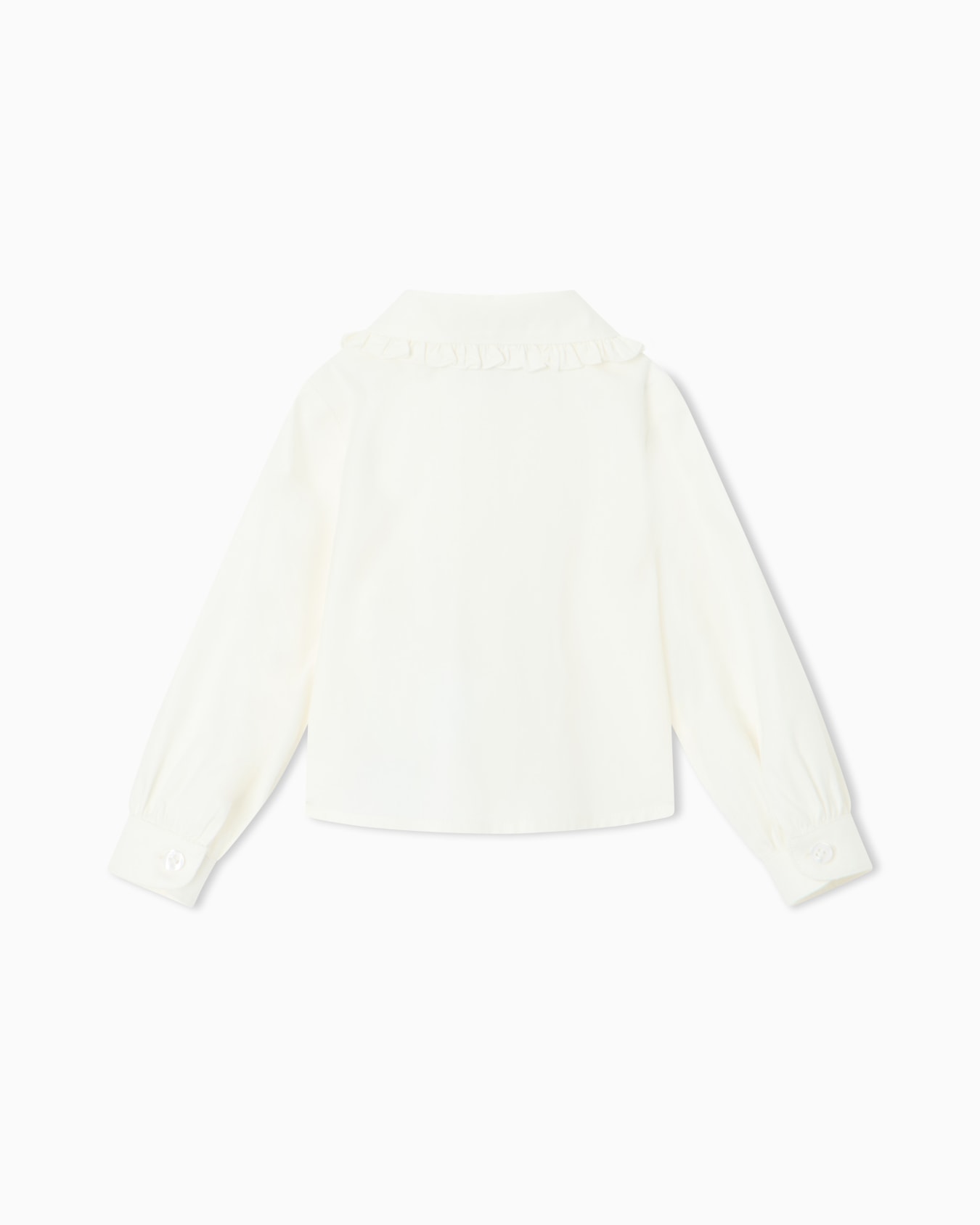 Poplin shirt featuring a ruffled collar and long sleeves Slide 2