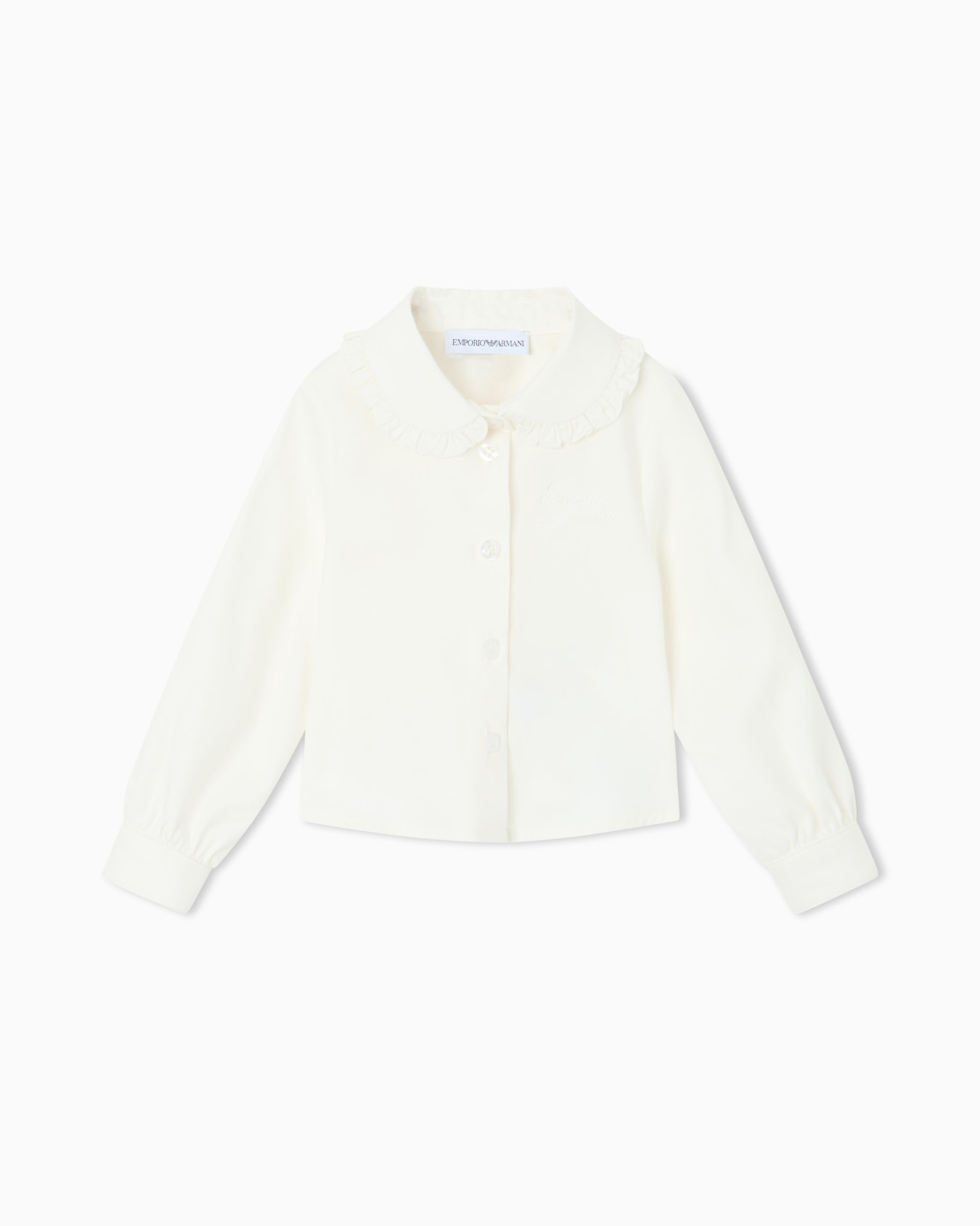 Poplin shirt featuring a ruffled collar and long sleeves Slide 0