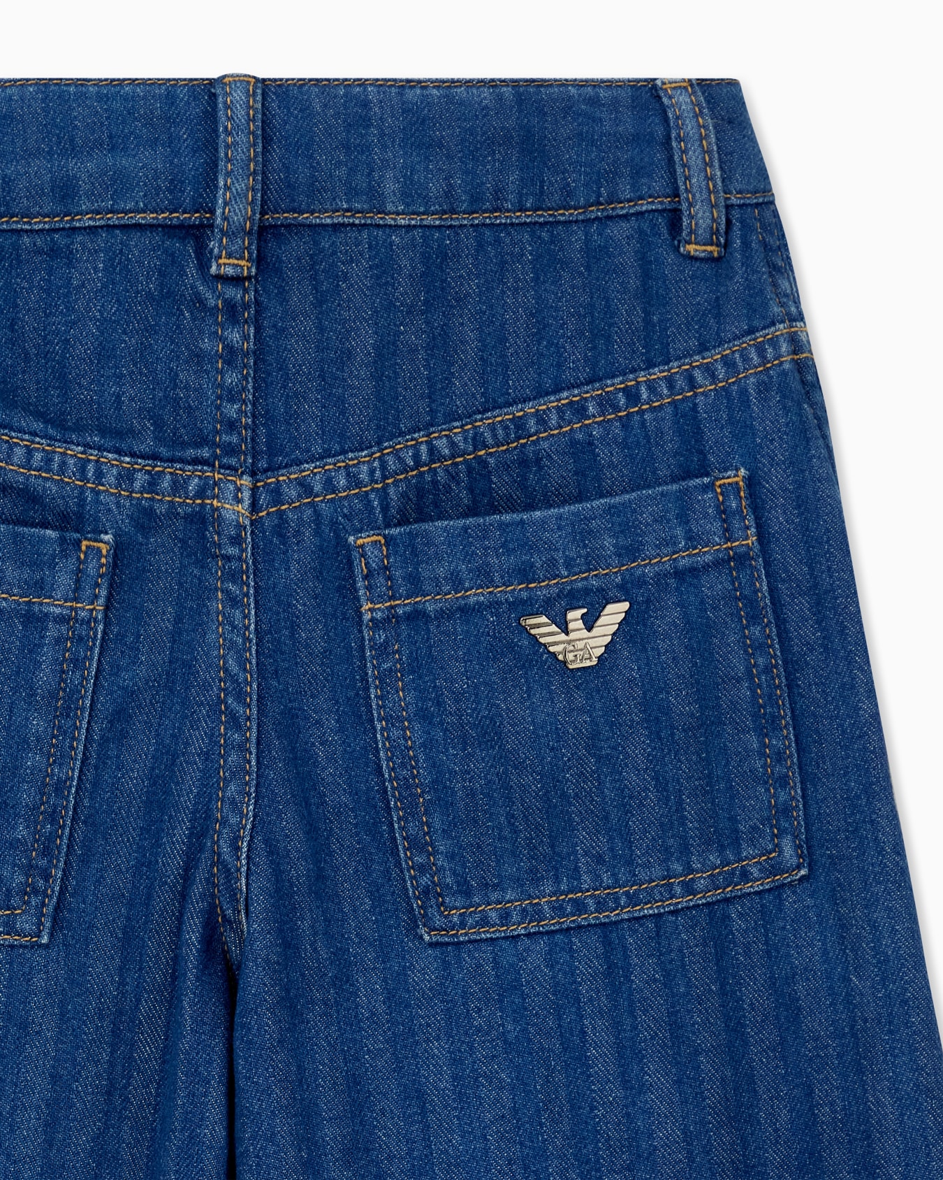 Wide-leg denim jeans with vertical stripes and a cuffed hem Slide 1