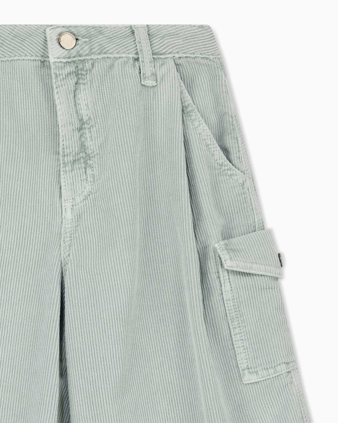 Cotton corduroy 5-pocket cargo pants with a zip and button Slide 1