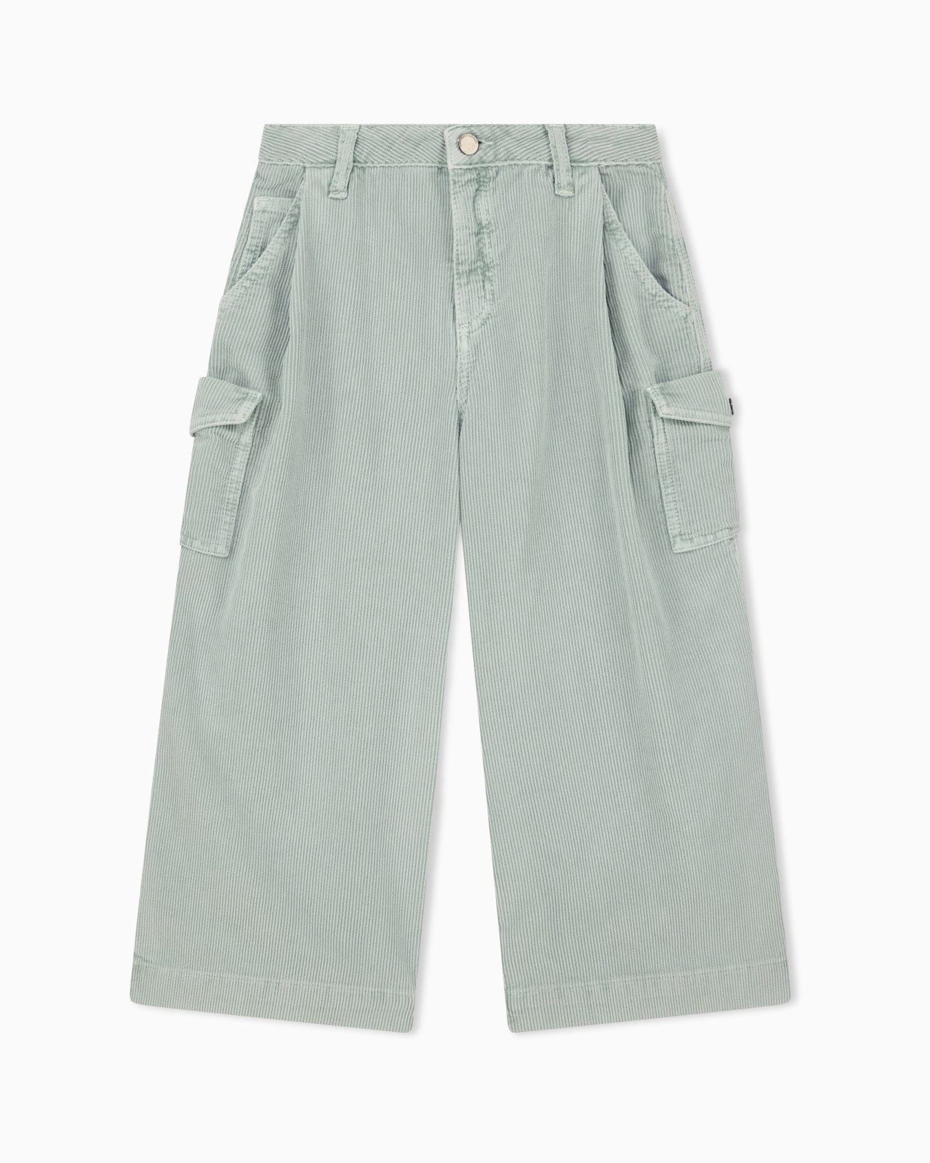 Cotton corduroy 5-pocket cargo pants with a zip and button Slide 0