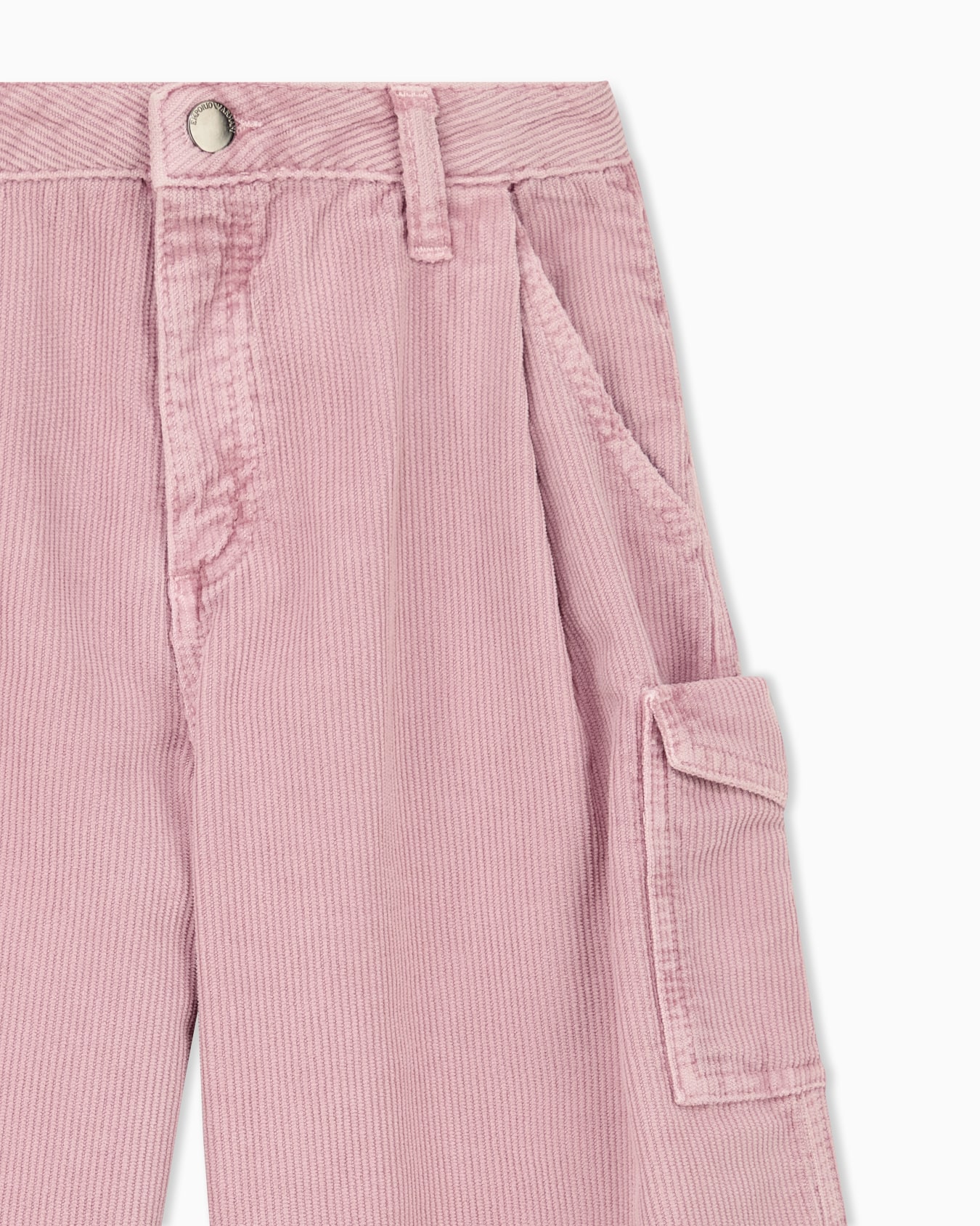 Cotton corduroy 5-pocket cargo pants with a zip and button Slide 1