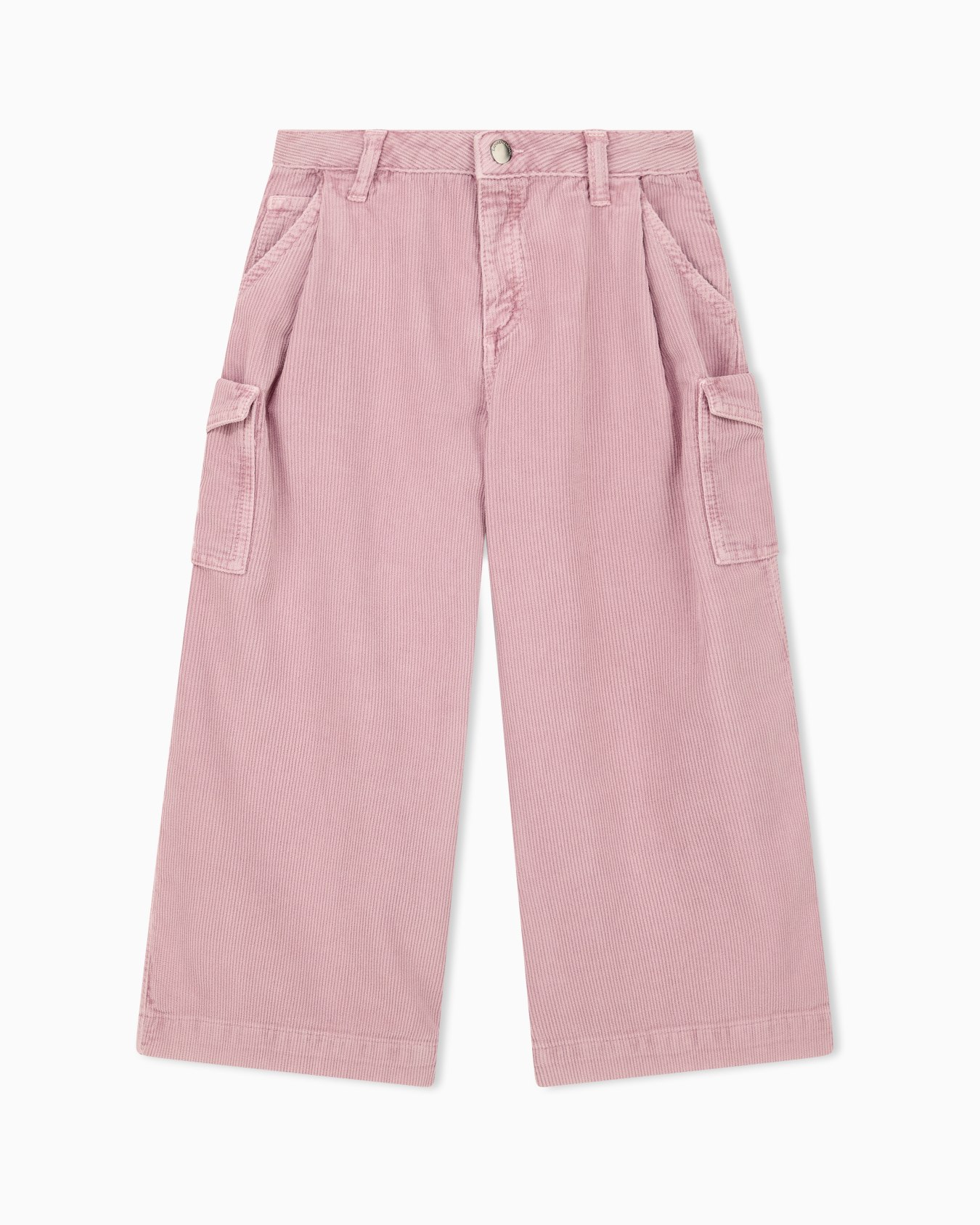 Cotton corduroy 5-pocket cargo pants with a zip and button Slide 0