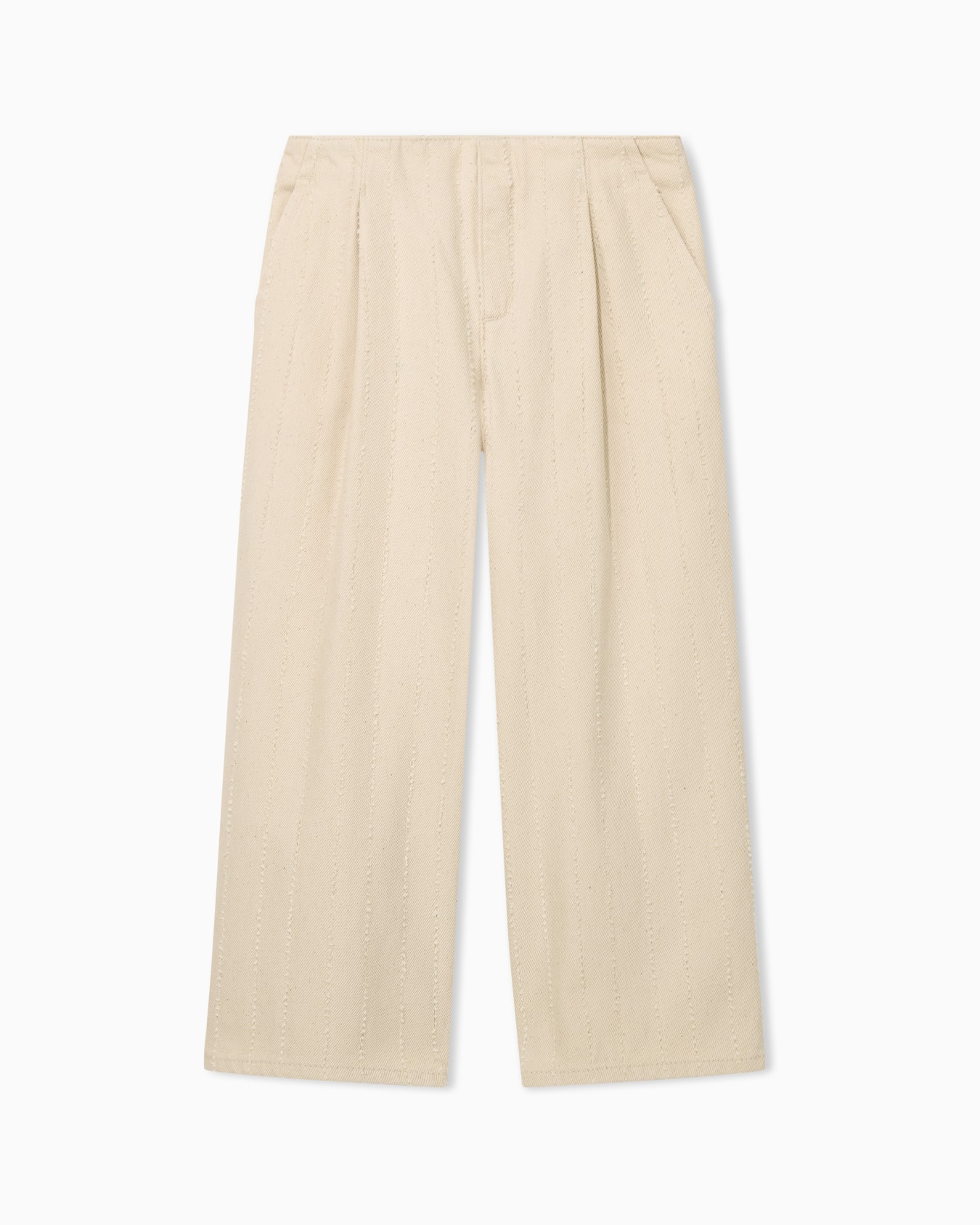 5-pocket pants in striped cotton drill with elastic waist Slide 0
