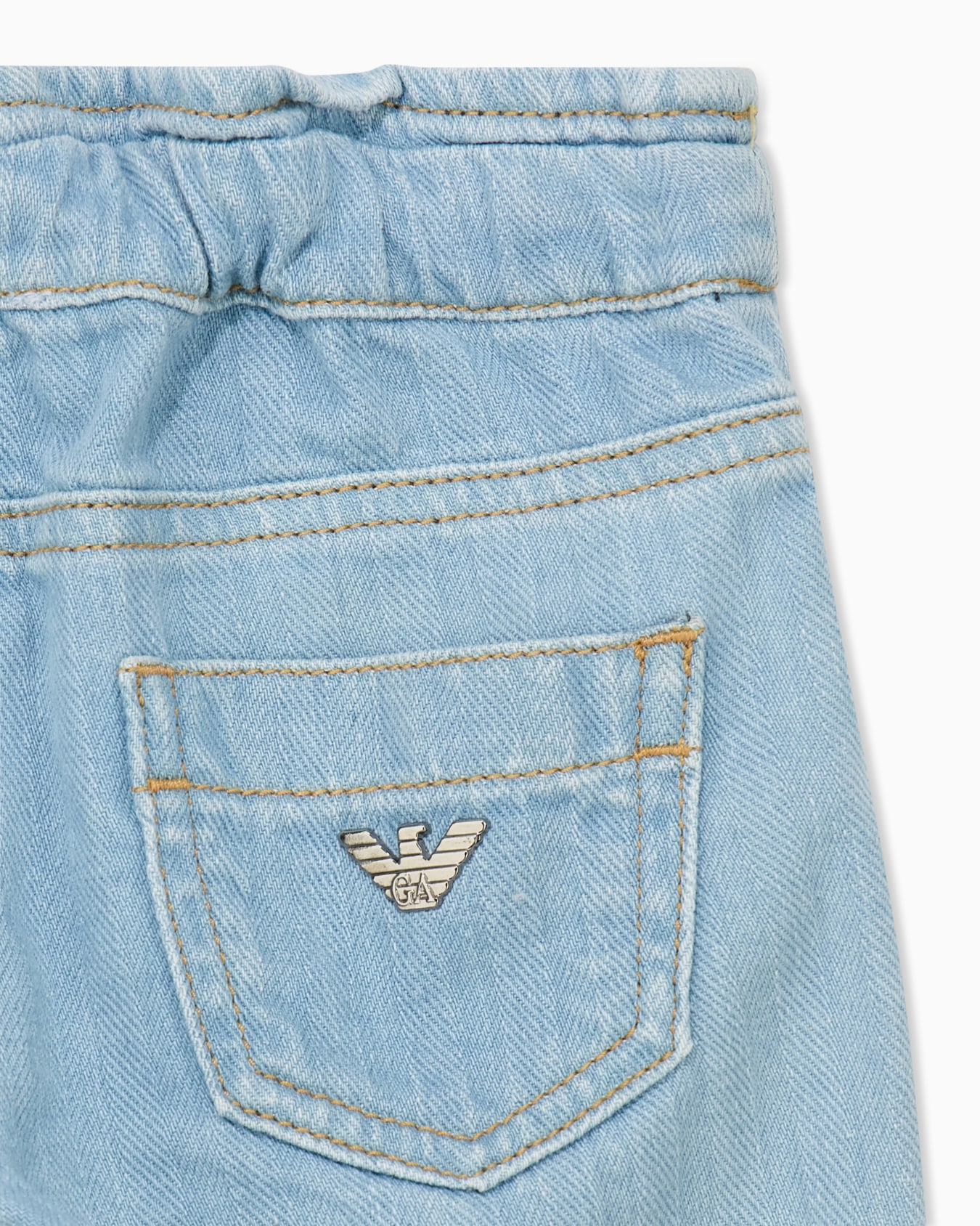 Five-pocket denim jeans with an elastic waistband and logo Slide 1