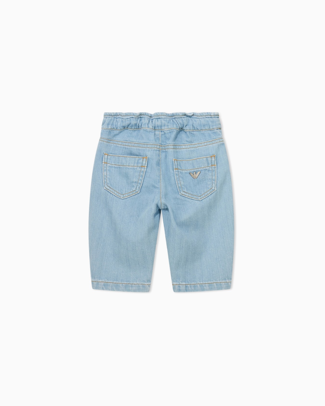 Five-pocket denim jeans with an elastic waistband and logo Slide 2
