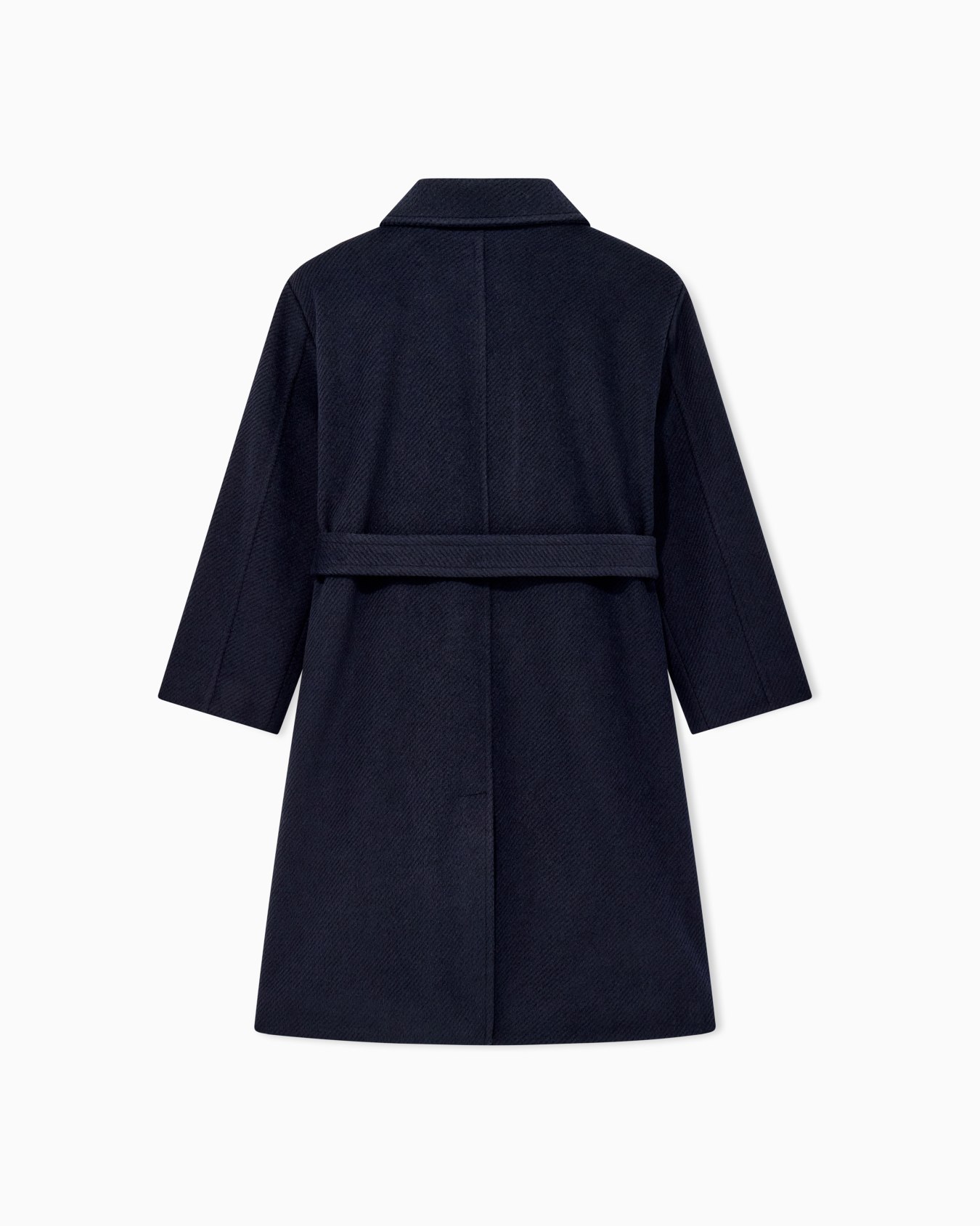 Double-breasted diagonal cloth coat with a belt and lapels Slide 2