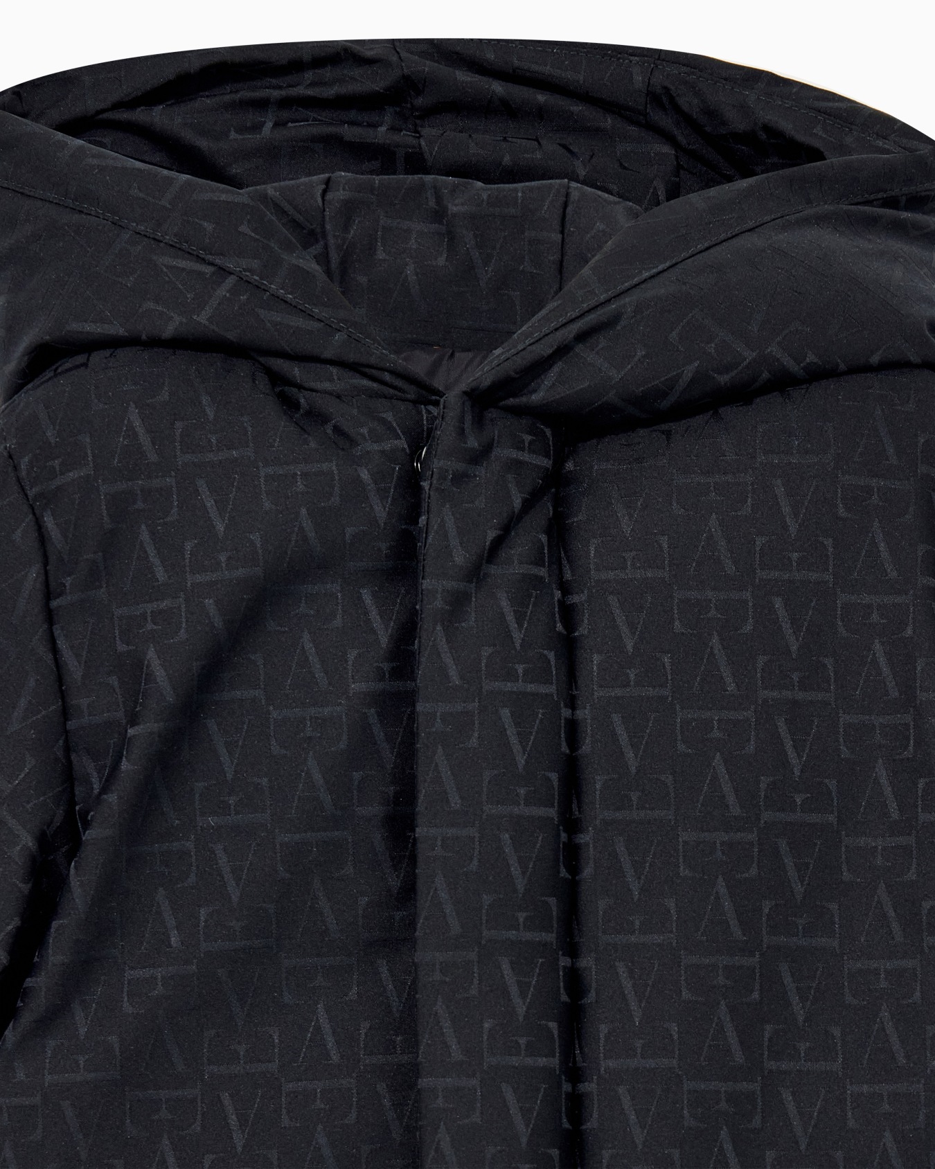 Hooded down jacket in jacquard with a monogram pattern Slide 1