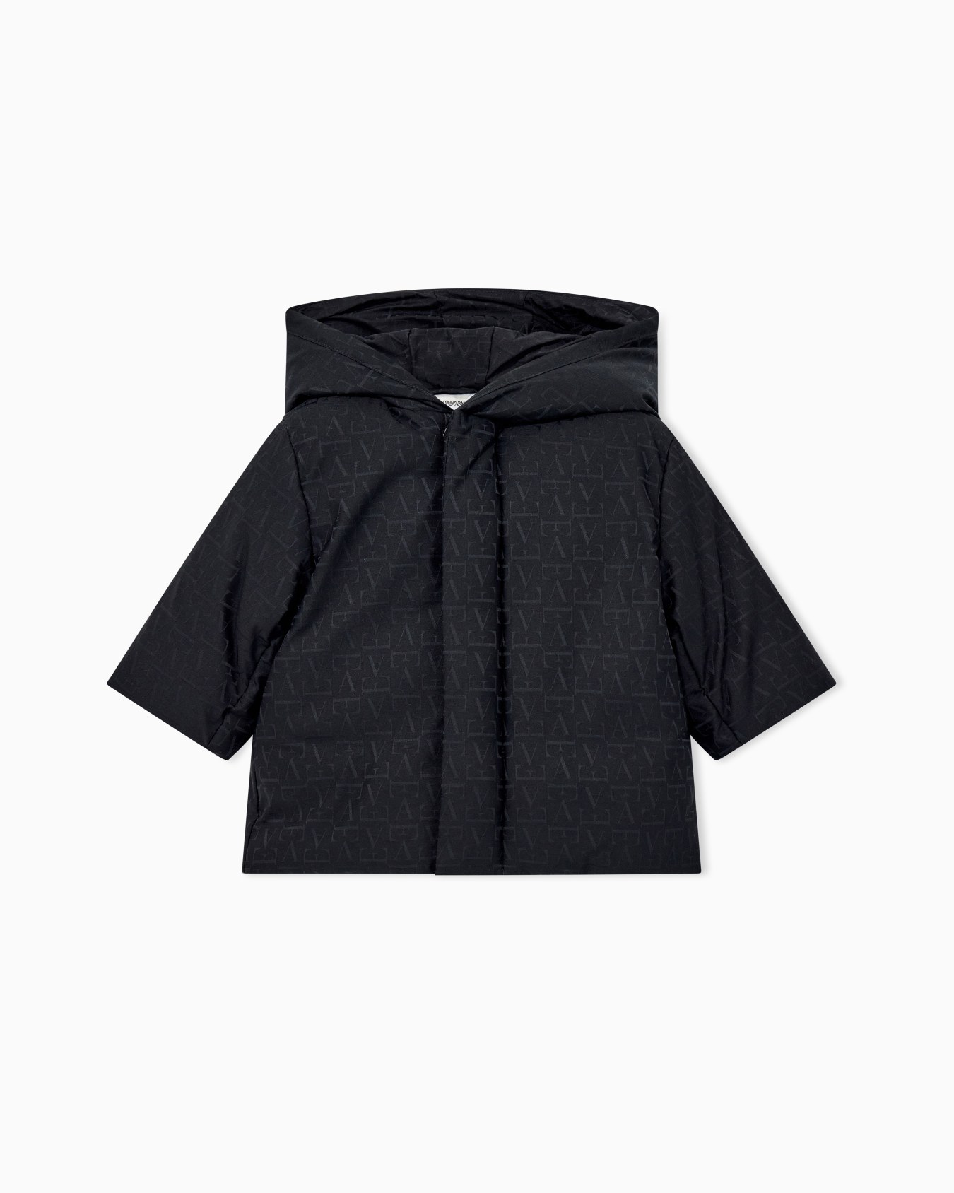 Hooded down jacket in jacquard with a monogram pattern Slide 0
