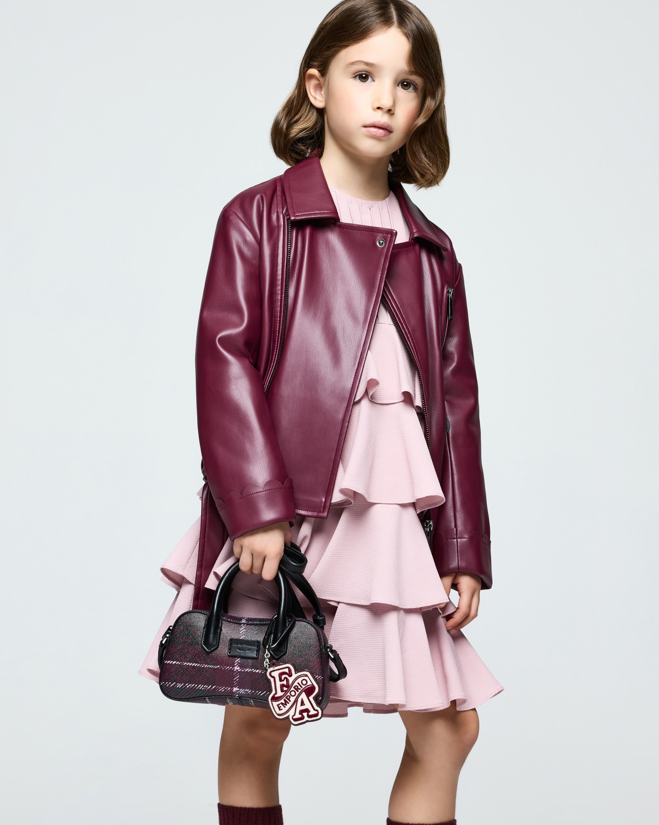Faux leather biker jacket with a belt and scalloped edges 슬라이드 3