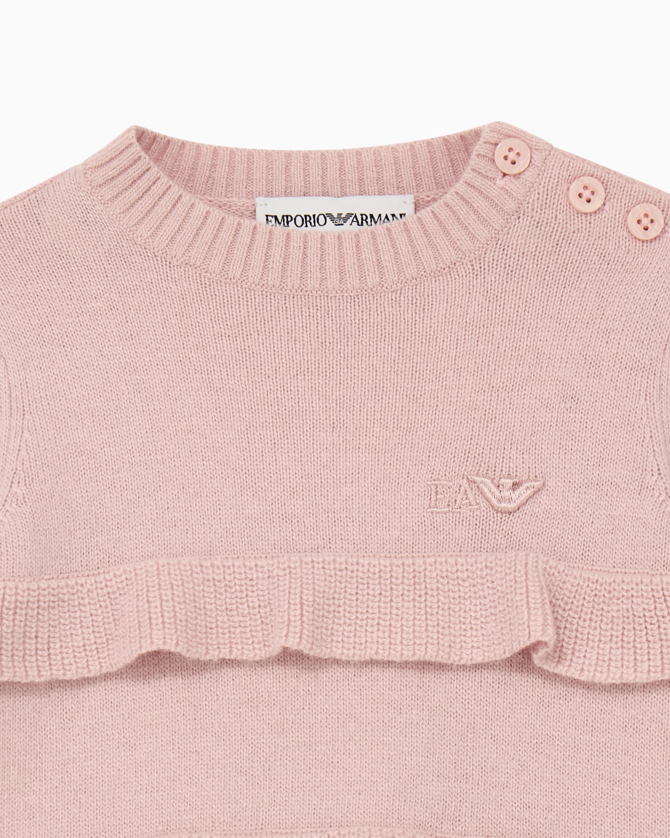 Knitted dress with horizontal ruffles and ribbed sleeves Slide 1