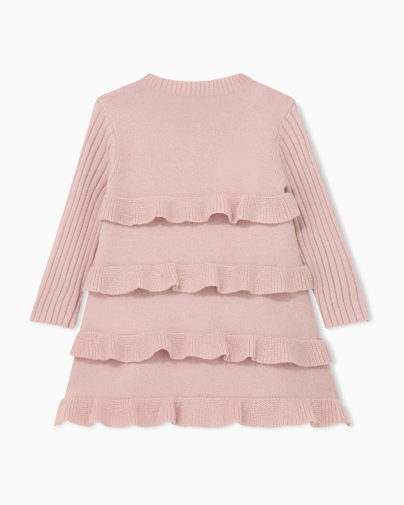 Knitted dress with horizontal ruffles and ribbed sleeves Slide 2